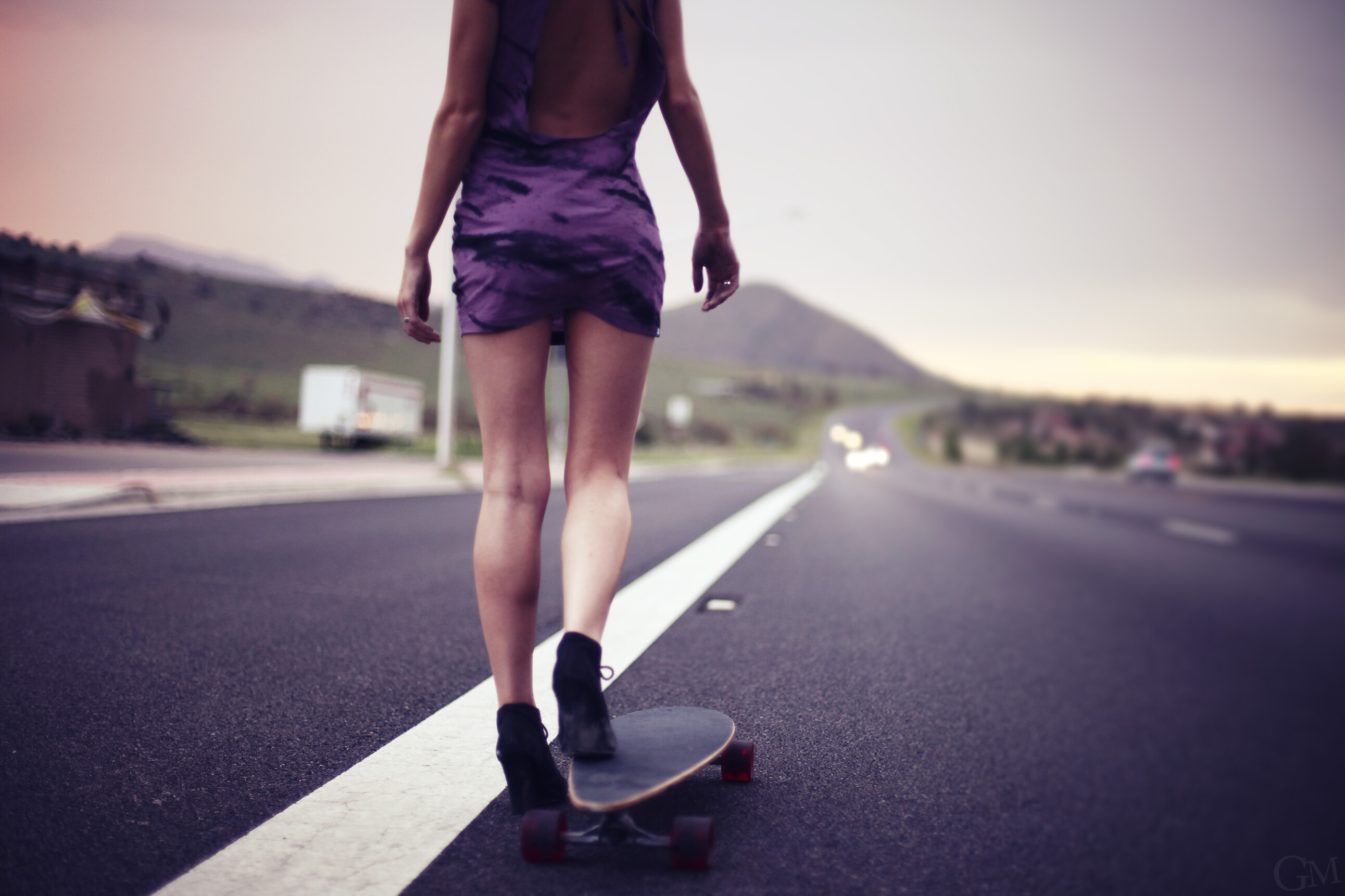 Girl Skateboarding: The act of riding on a longboard, Commuting, A practical means of personal transport. 2590x1730 HD Wallpaper.
