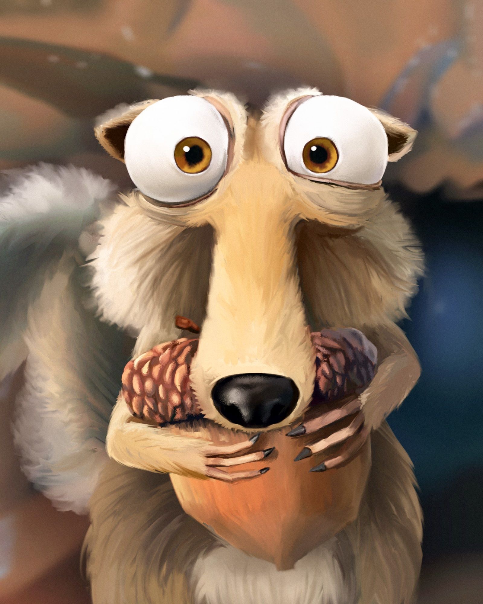 Skrat from Ice Age, Ice Age digital art, Quirky animated character, Fun-loving squirrel, 1600x2000 HD Phone