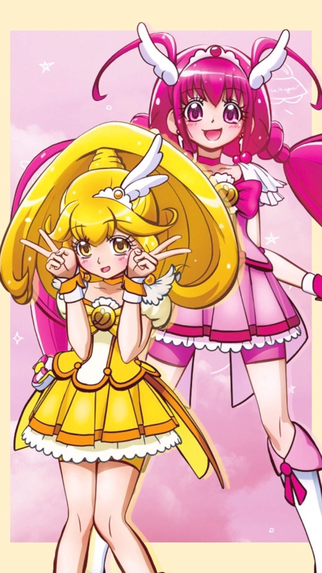 Glitter Force: Cure Happy, Leader of Smile Pretty Cures, Magical girl anime and manga. 1080x1920 Full HD Background.