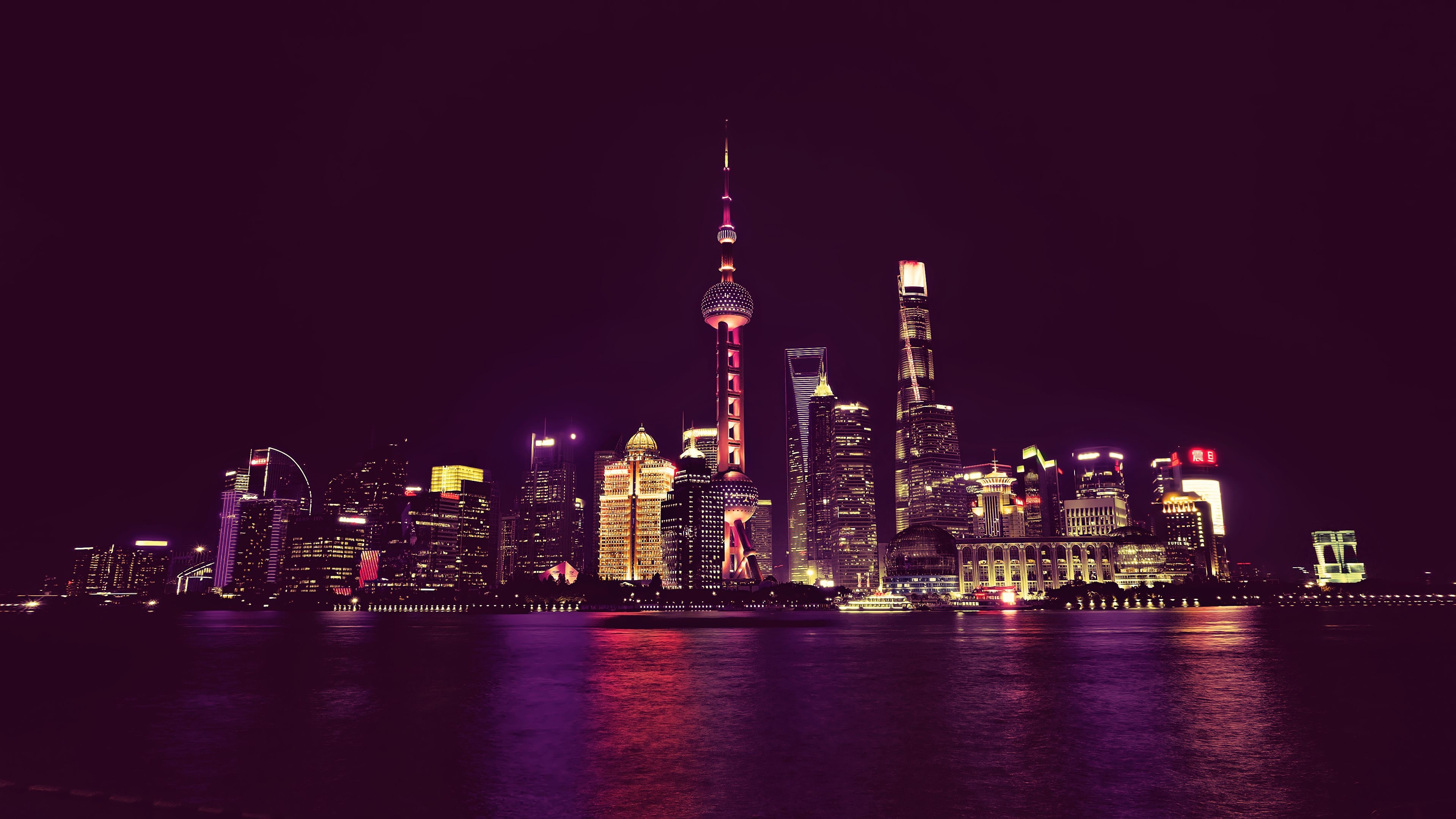 Shanghai, Night wallpapers, Travel, 3840x2160 4K Desktop