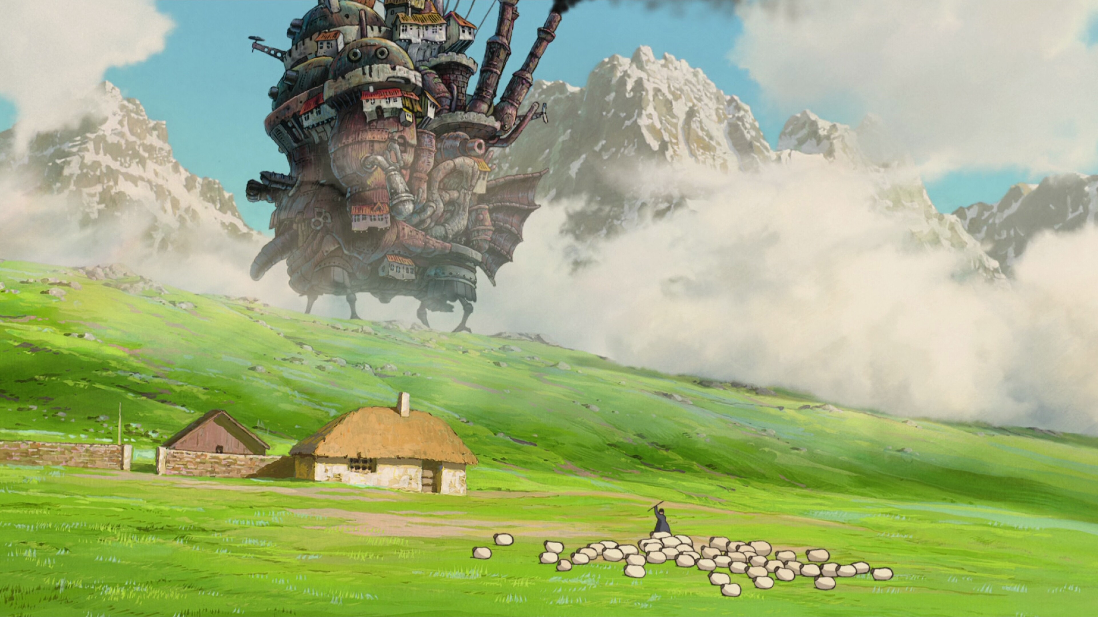 Studio Ghibli: Howl's Moving Castle, A fictional kingdom where both magic and early twentieth-century technology are prevalent. 3840x2160 4K Wallpaper.