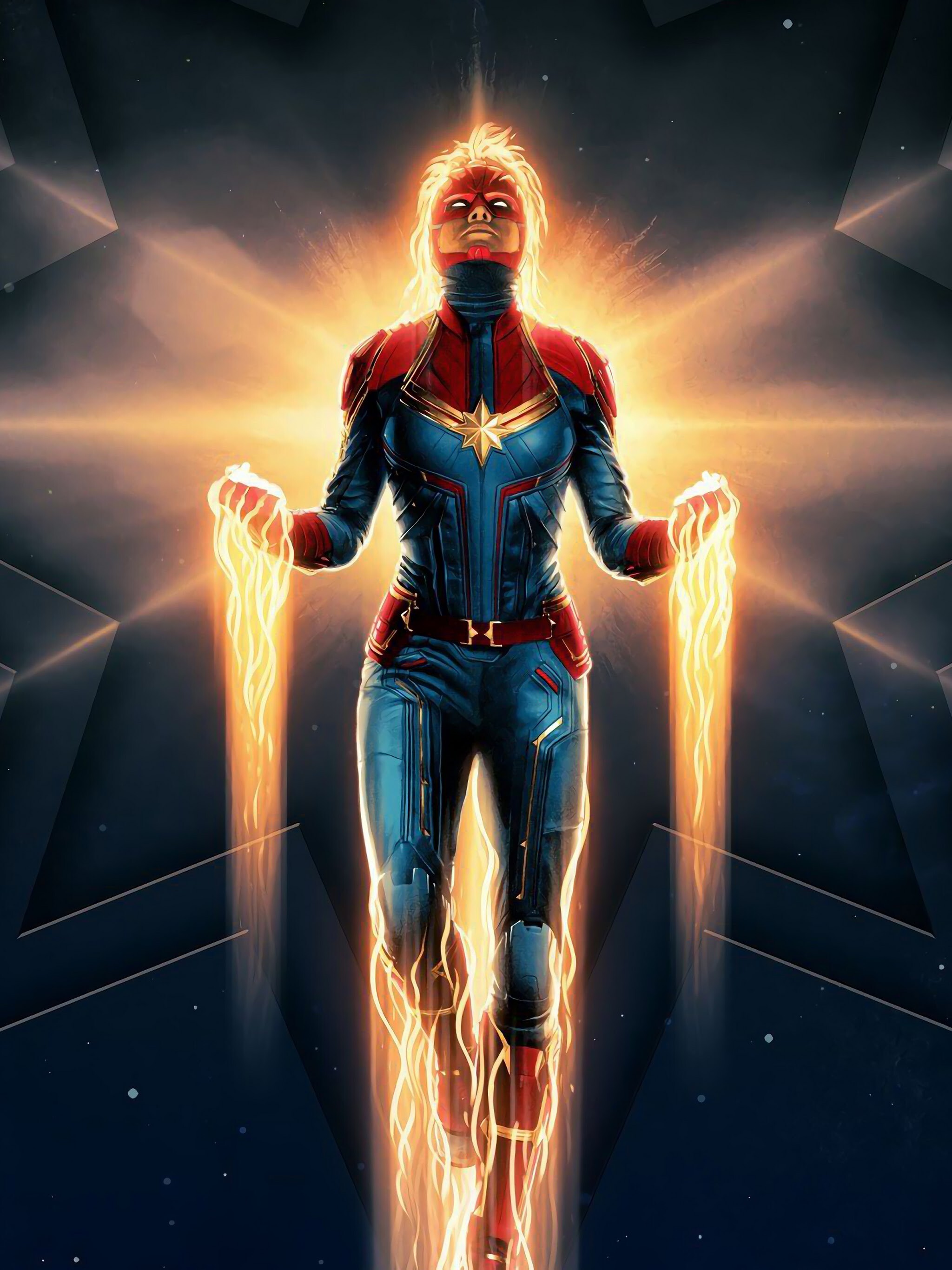 Captain Marvel: Carol Danvers originated as a comic book character in Marvel Super-Heroes №13. 2050x2740 HD Background.