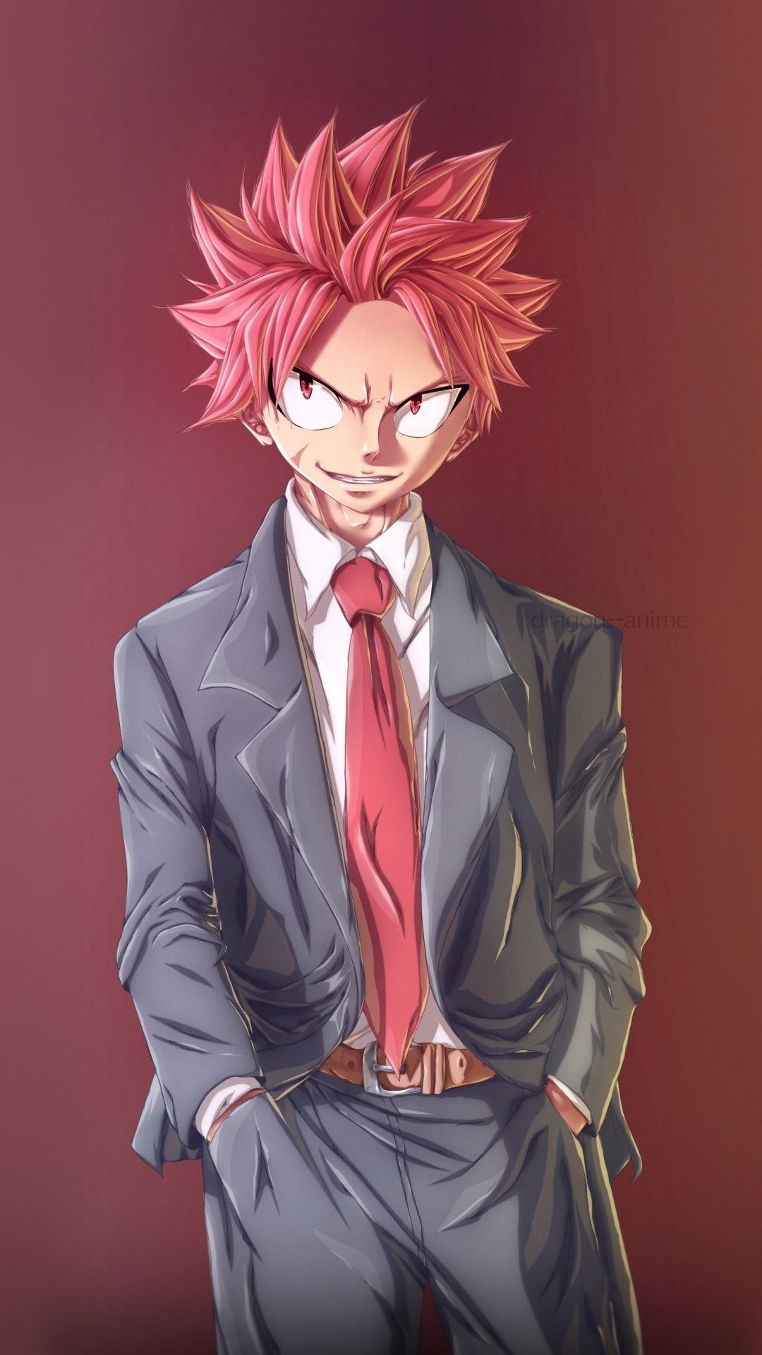 Natsu (Fairy Tail): The main male protagonist of the series and a member of the wizards' guild. 1080x1920 Full HD Background.