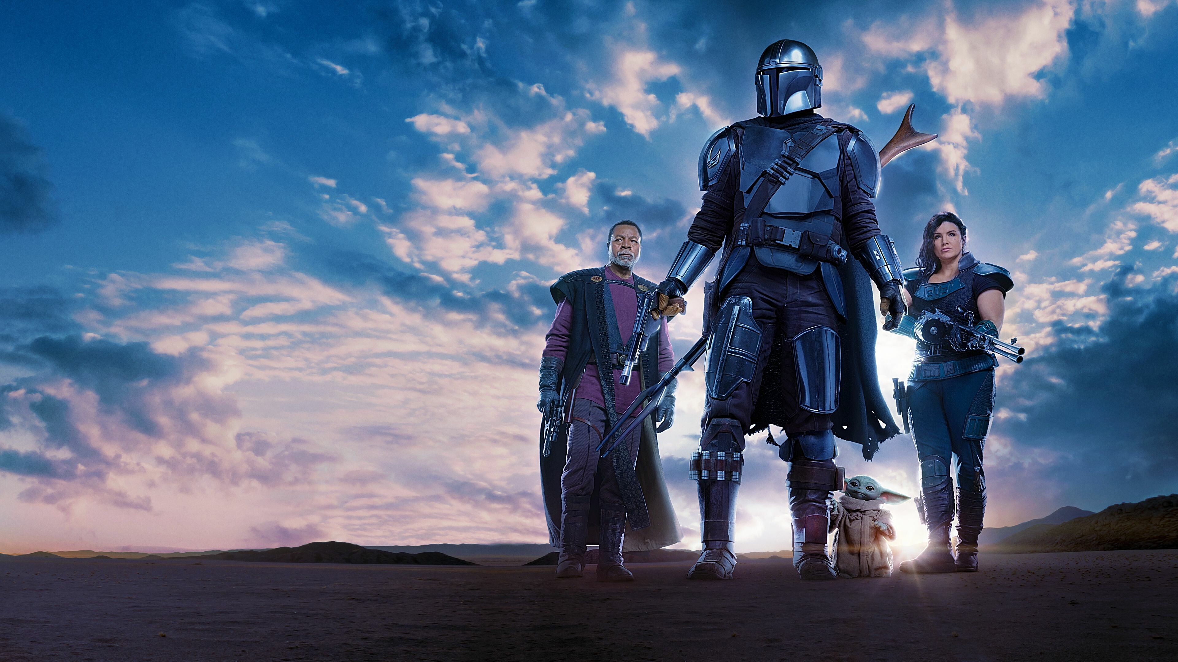 The Mandalorian: Season 2, Produced by Lucasfilm, Fairview Entertainment, and Golem Creations, with Jon Favreau serving as showrunner. 3840x2160 4K Background.