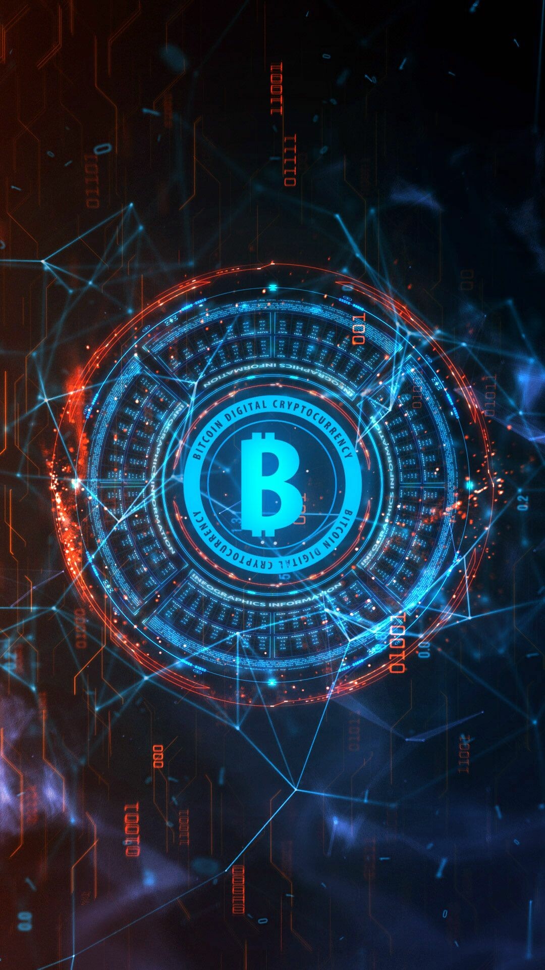 Bitcoin: BTC, One of the first cryptocurrencies to rise to popularity. 1080x1920 Full HD Wallpaper.