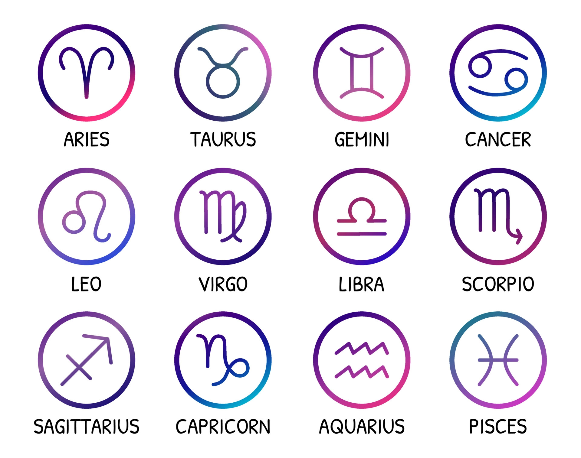 Zodiac Signs, Vector icons, Trendy design, Astrological elements, 1920x1520 HD Desktop