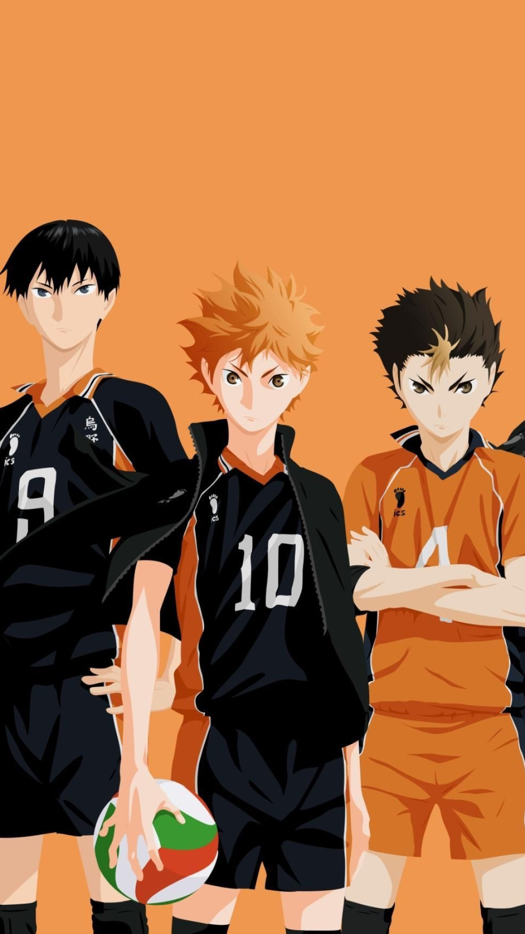 Haikyuu!!: Growing rapidly through each match, Main anime characters. 1080x1920 Full HD Background.