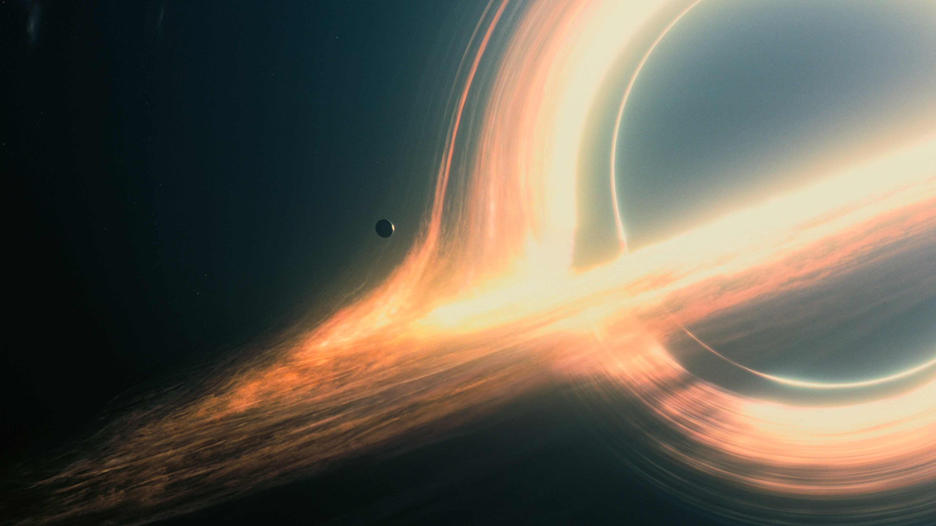Interstellar: The spaceship Endurance's destination, Gargantua, a fictional supermassive black hole. 3840x2160 4K Background.