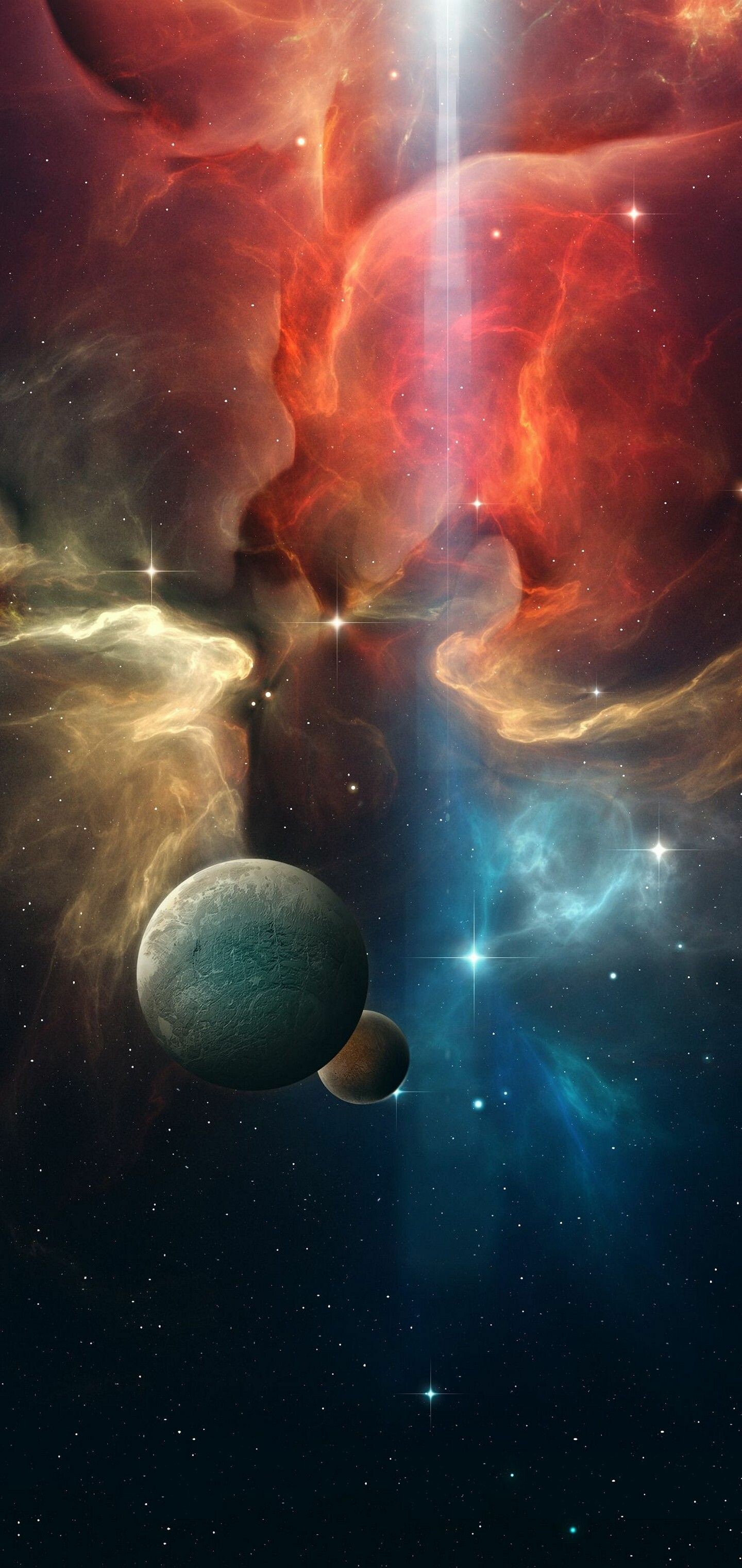 Planet: Space, Solar System, Celestial bodies. 1440x3040 HD Wallpaper.