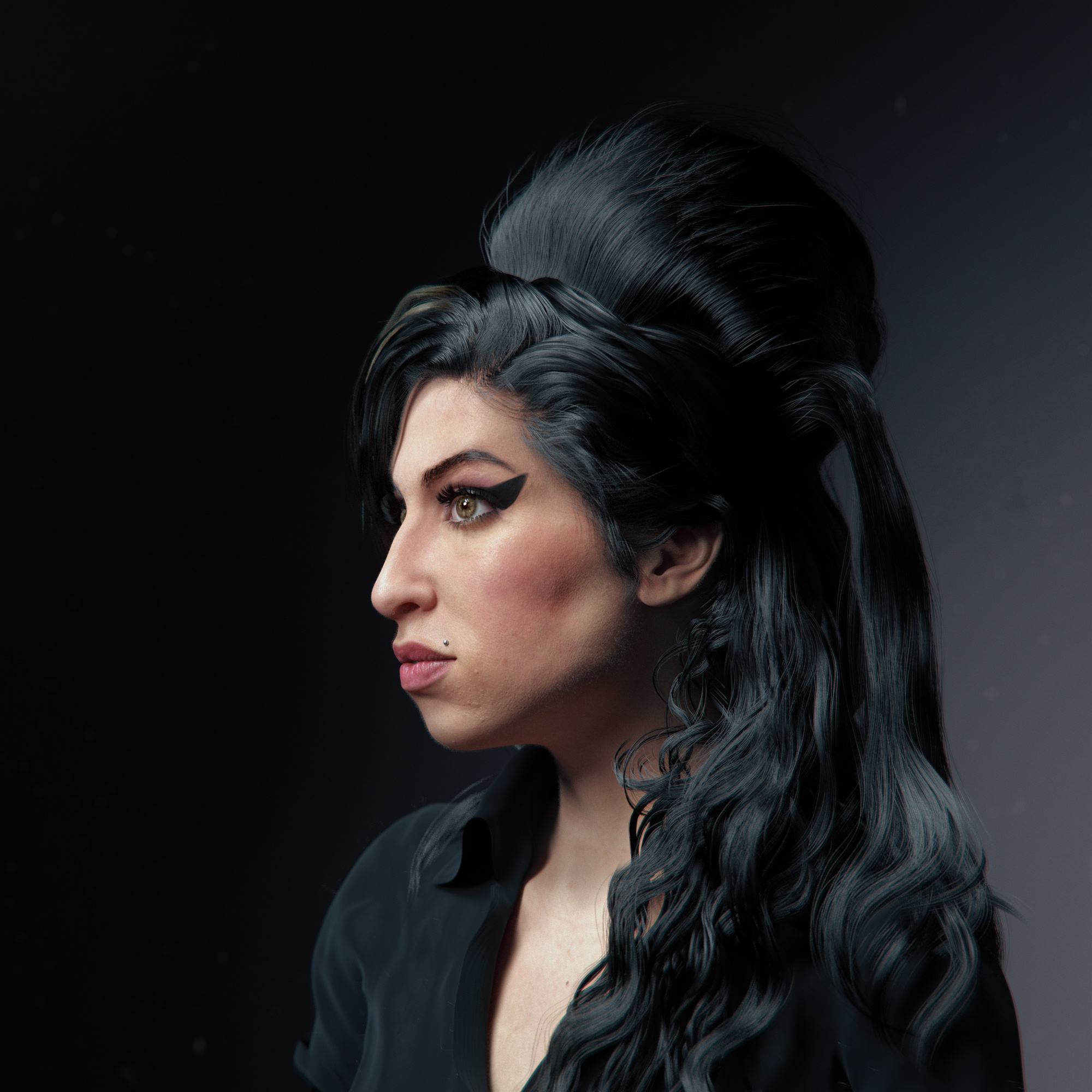 Amy Winehouse, Hadi Karimi art, Captivating portrayal, Iconic singer, 2000x2000 HD Phone