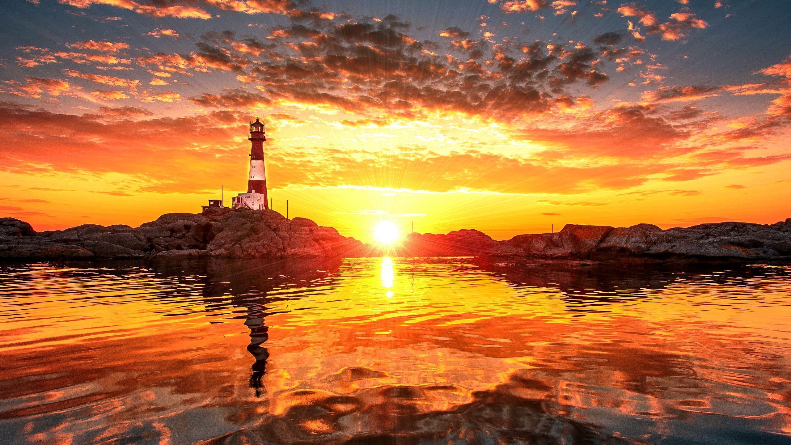 Lighthouse summer wallpapers, 4K HD, Beautiful backgrounds, Sunny vibes, 2560x1440 HD Desktop