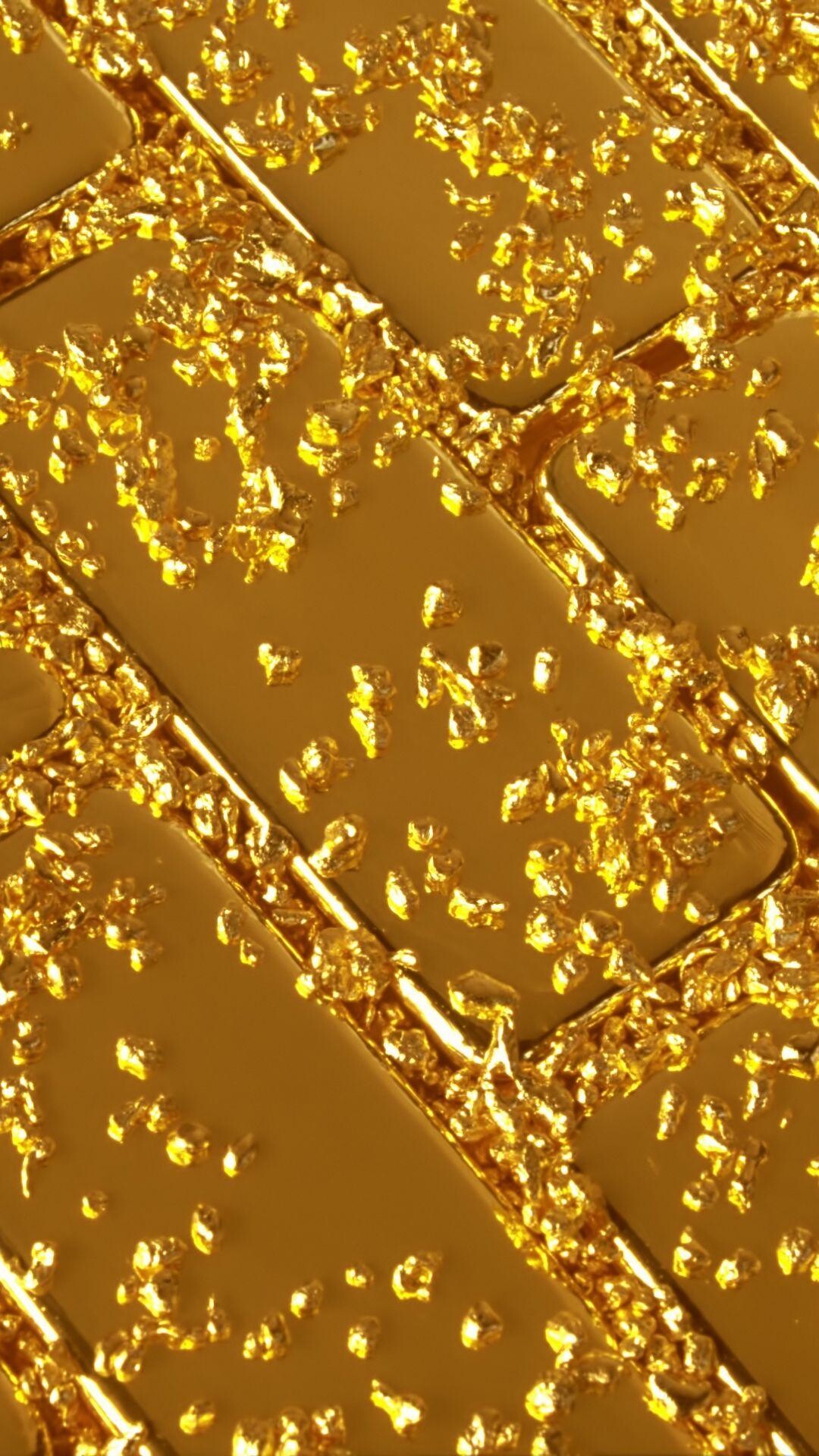 Gold: Gold grains, Shimmering metallic pieces, A durable golden decorative finish. 1080x1920 Full HD Wallpaper.