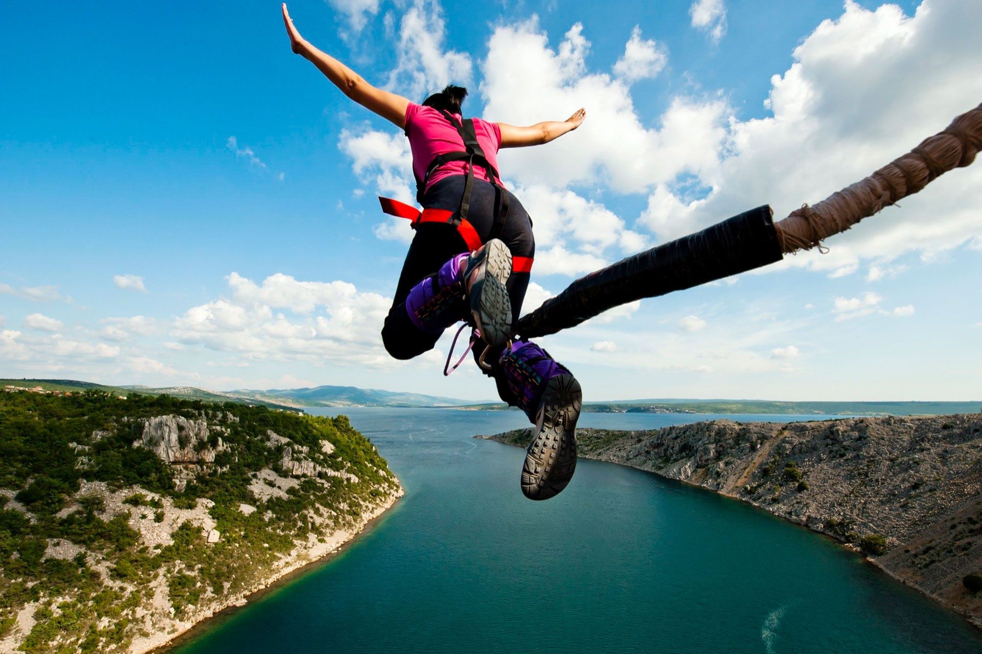 Bungee Jumping: An extreme activity at Maslenica bridge in Croatia, A thrilling adventure. 1920x1280 HD Background.