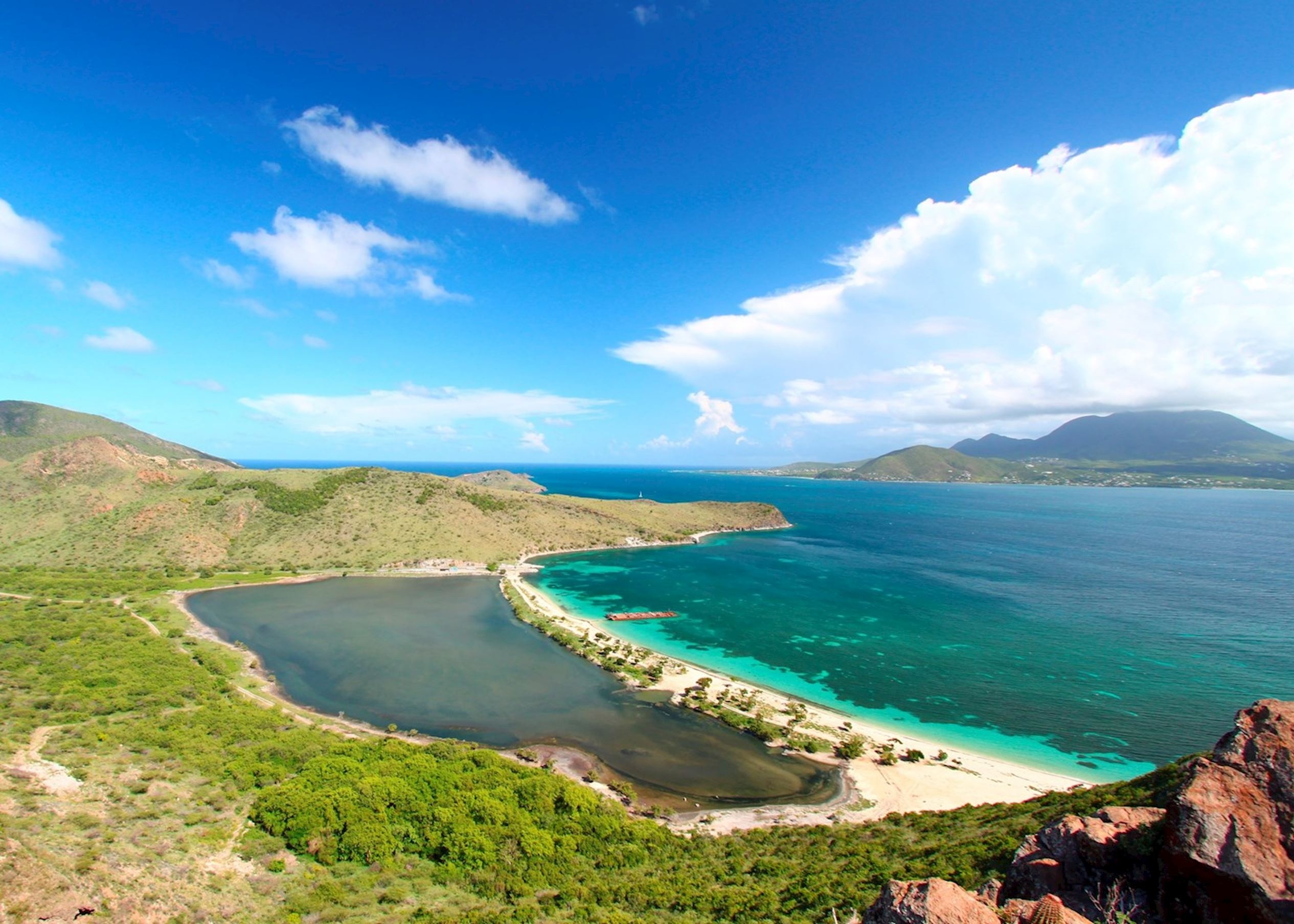 Saint Kitts and Nevis: The Leeward Islands chain of the Lesser Antilles, Seashore. 2540x1810 HD Background.