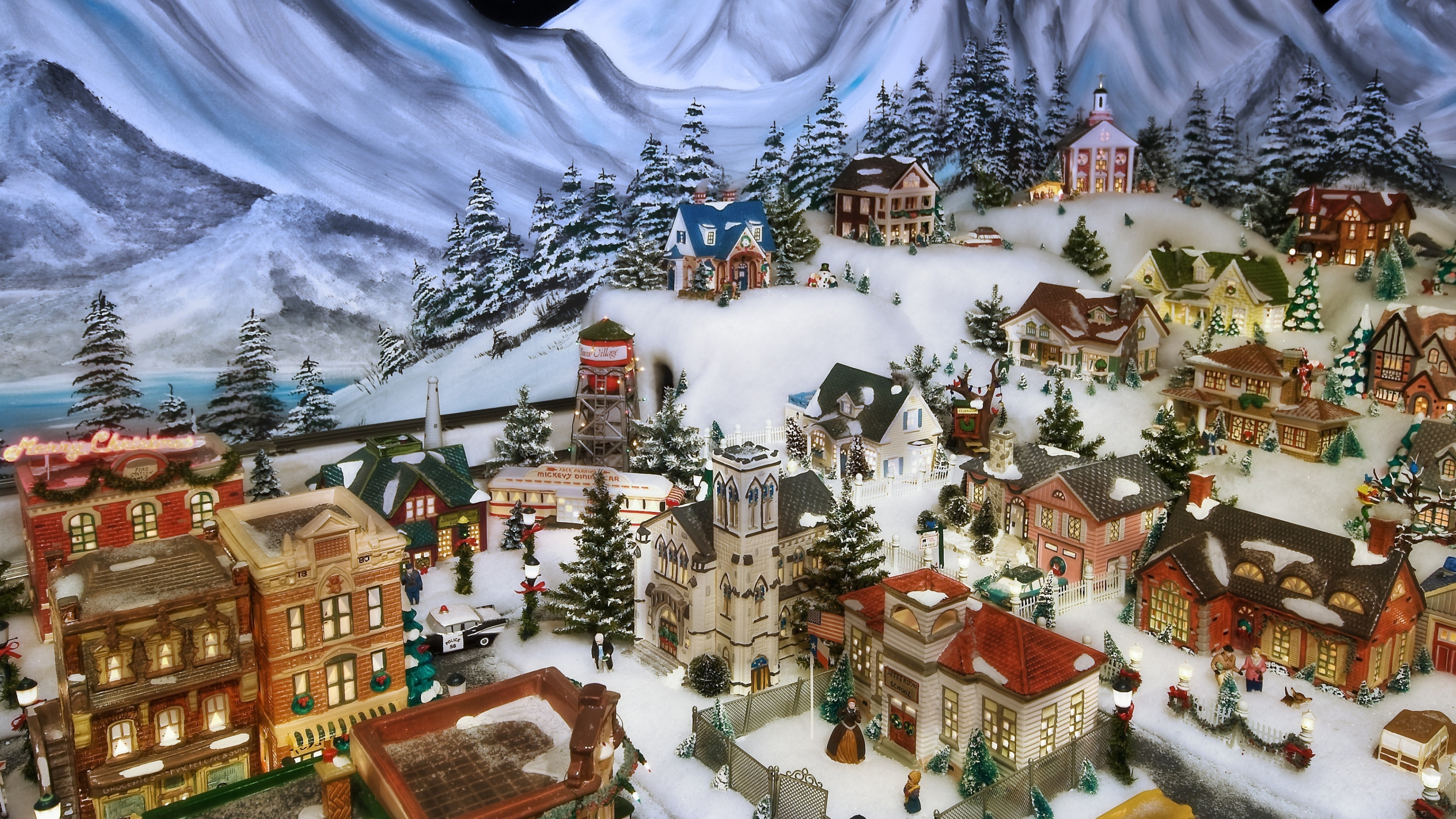 Christmas village, Holiday cheer, Festively decorated, Magical ambiance, 3840x2160 4K Desktop