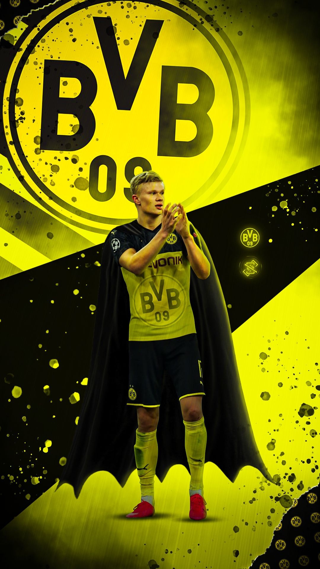 Borussia Dortmund: Erling Braut Haaland, BVB 09, FC. 1080x1920 Full HD Background.