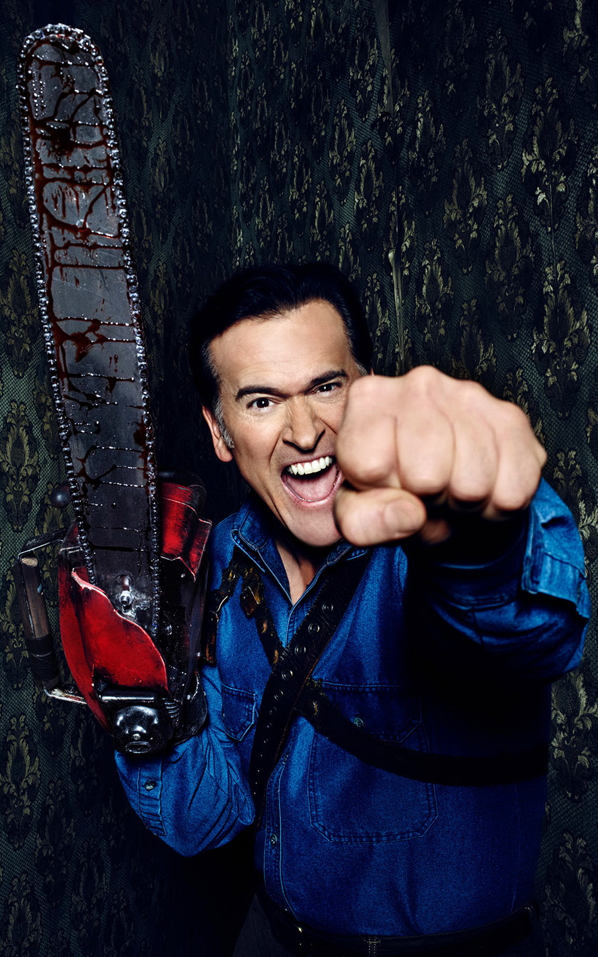 Bruce Campbell: Ash Williams, A guy who doesn't know anything, a big talker. 1200x1920 HD Background.