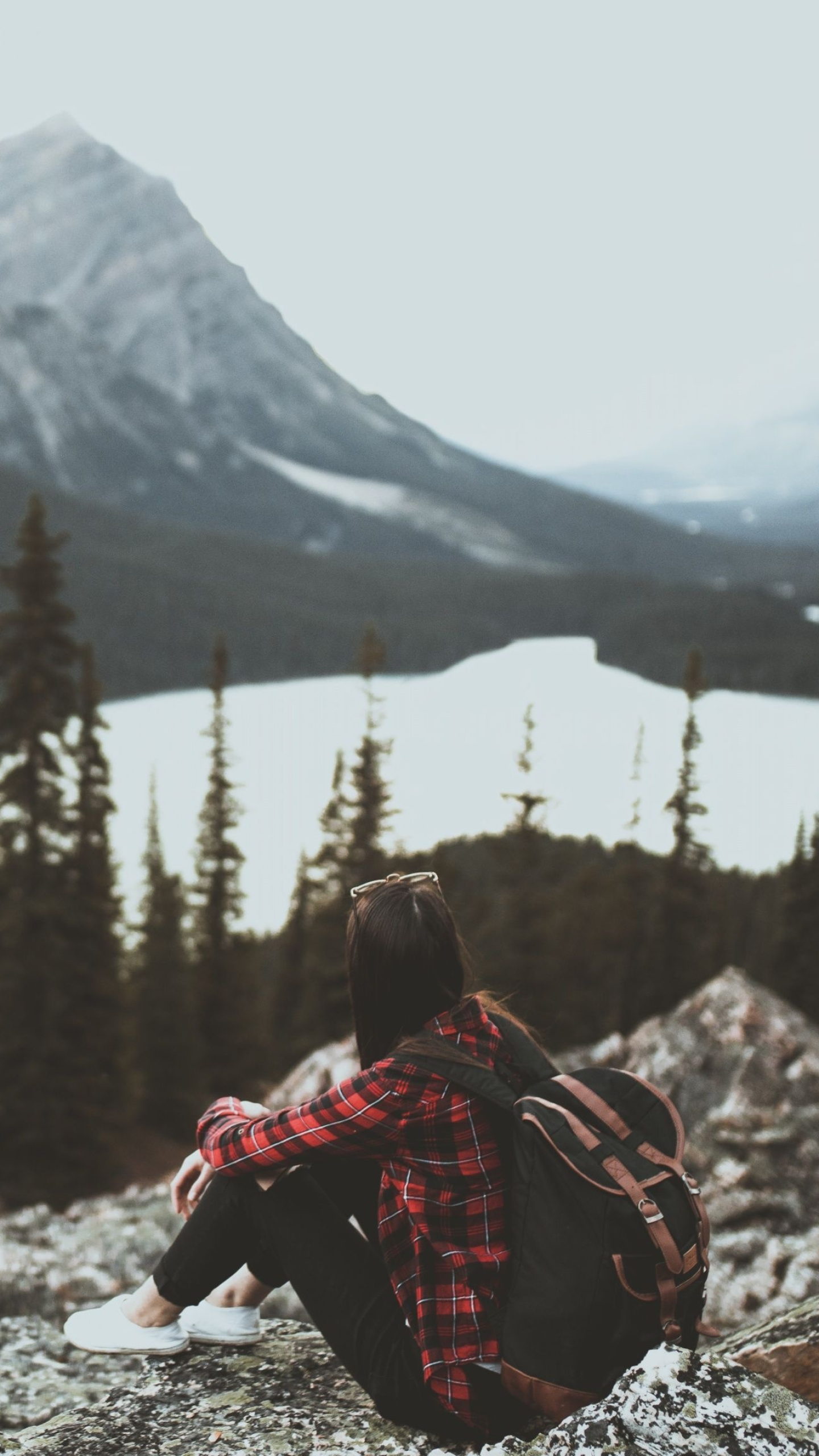Backpacking: A long journey deep into the mountains, Having a rest near the lake. 1440x2560 HD Wallpaper.