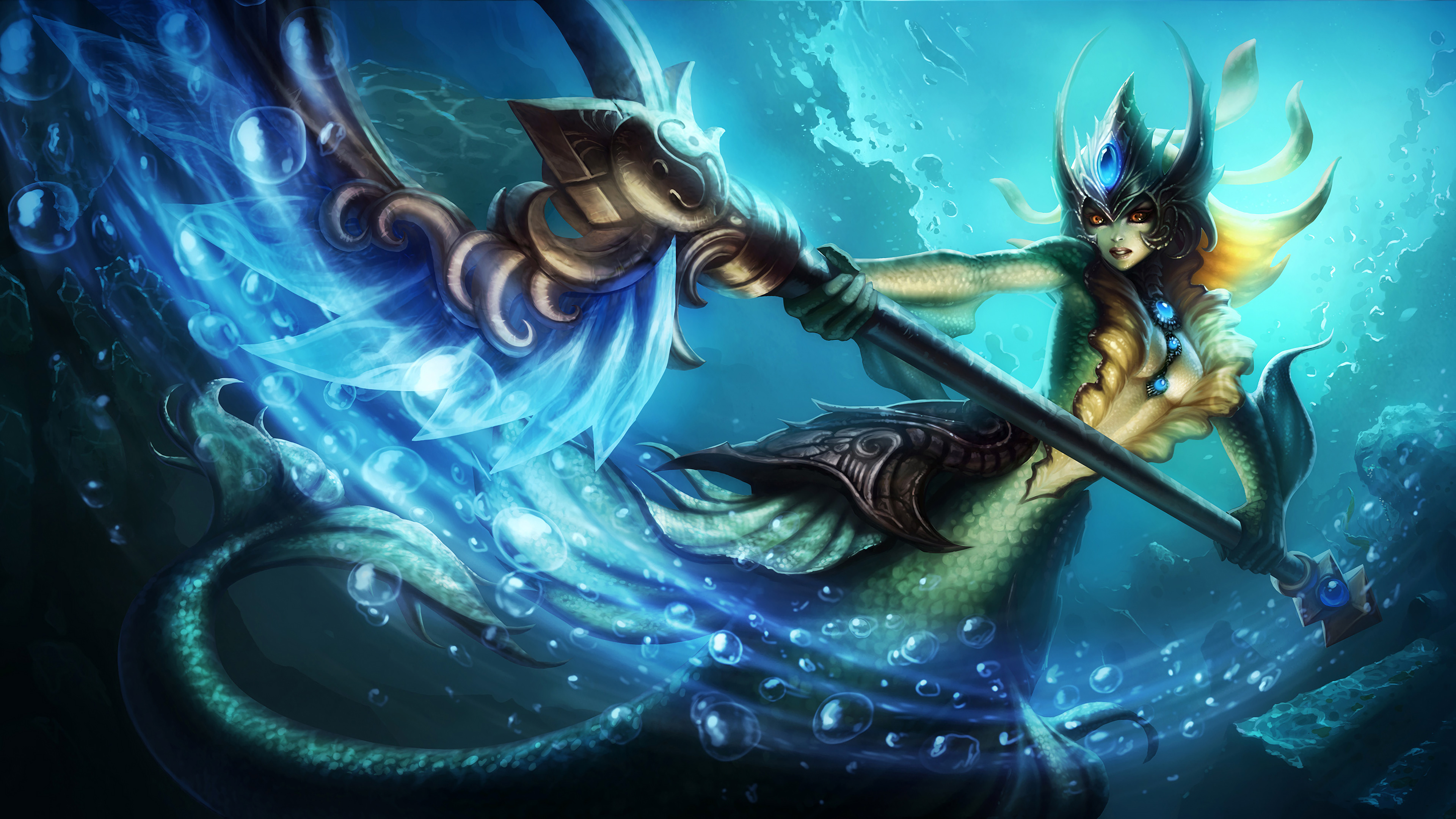 Nami, League of Legends, HD desktop wallpapers, Mermaid splash art, 3840x2160 4K Desktop