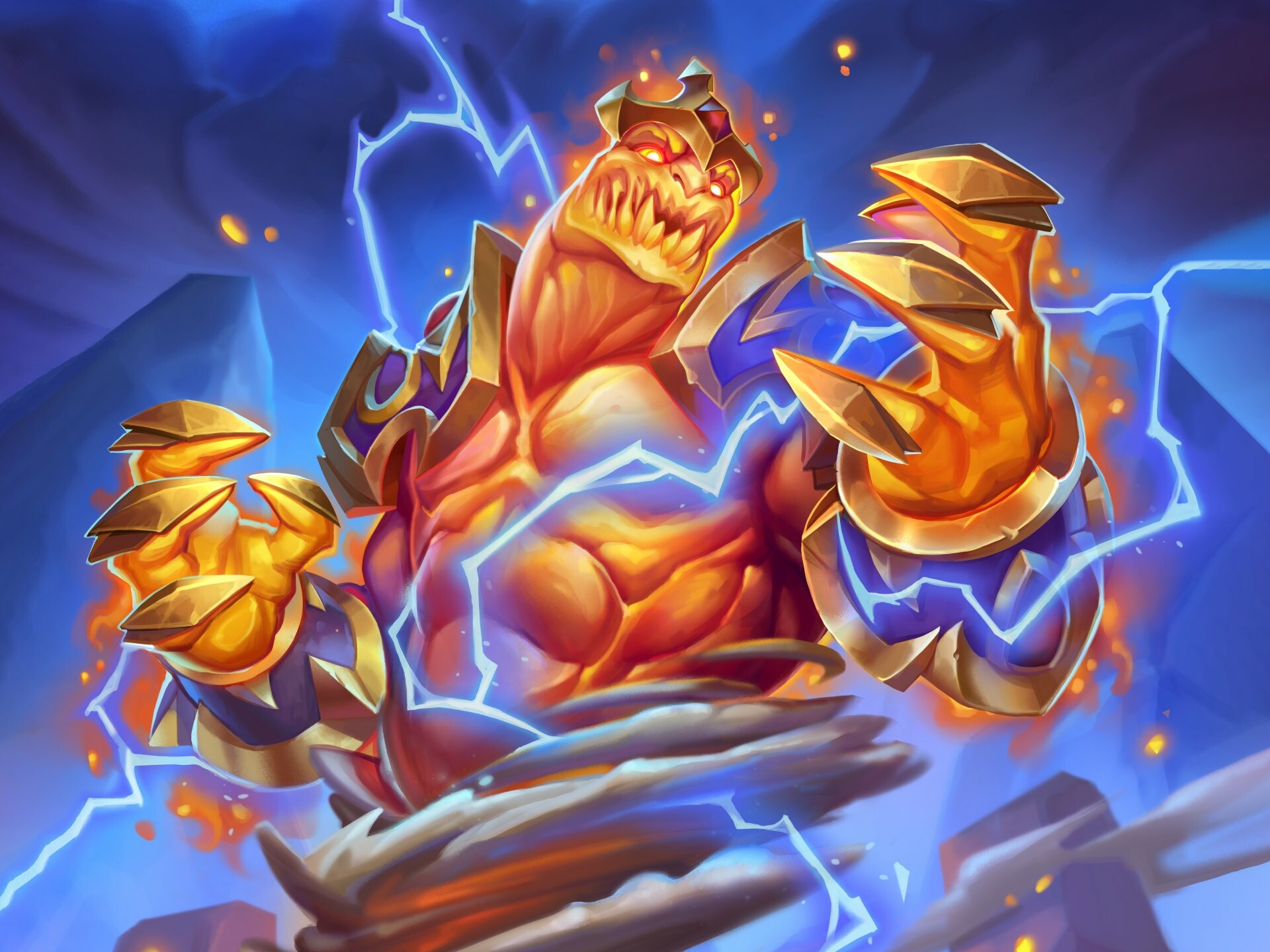 Hearthstone: Baron Geddon, A fire elemental and one of Ragnaros ' lieutenants whom he accompanied notably to Molten Core and later to Mount Hyjal after the Cataclysm. 1920x1440 HD Wallpaper.