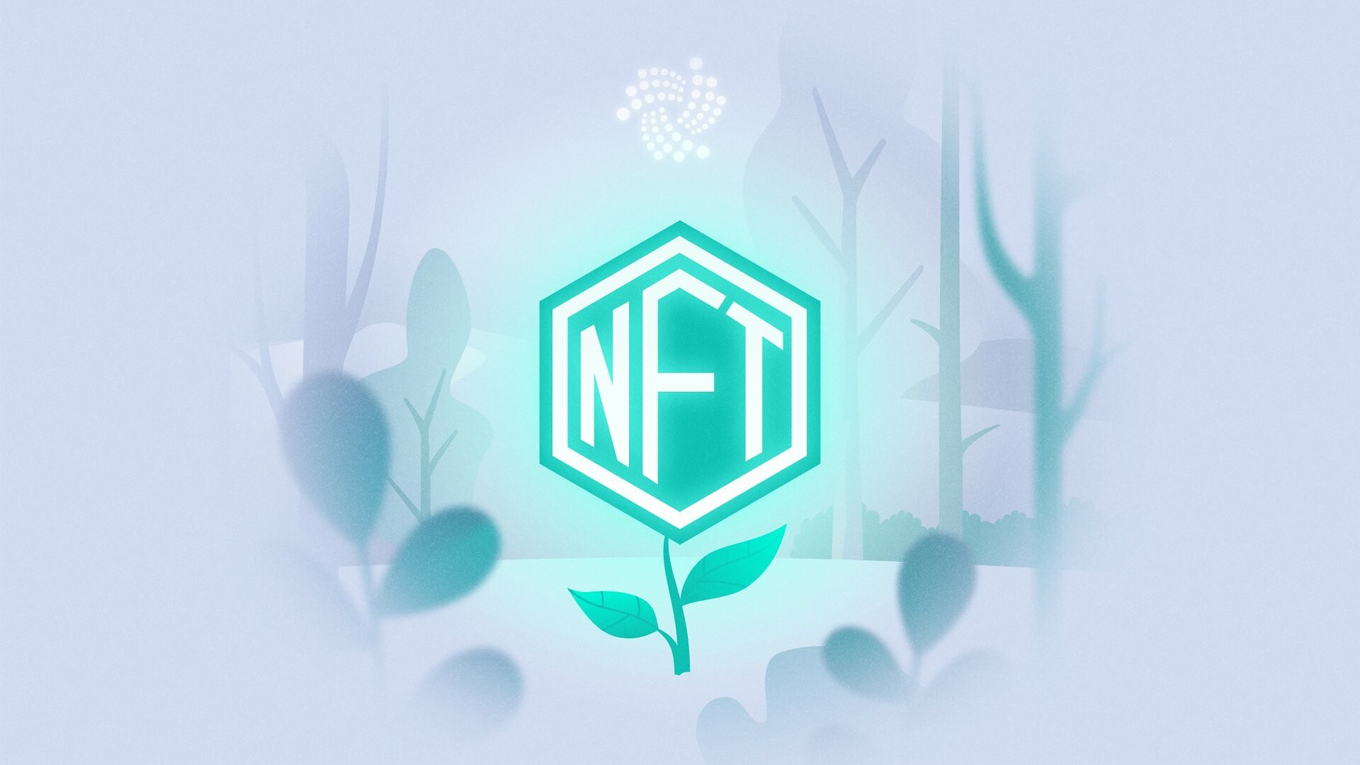 NFT: Type of cryptographic token on a blockchain that represents a unique asset. 1920x1080 Full HD Background.