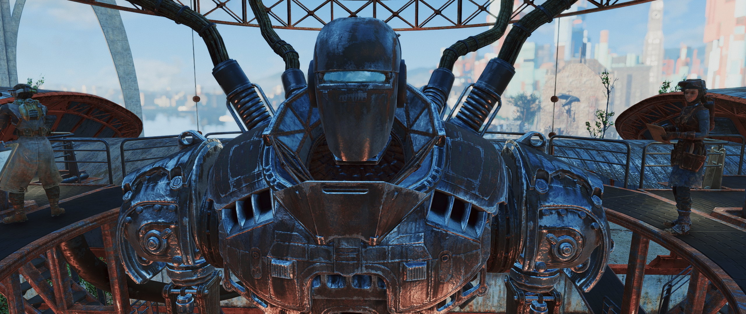 Liberty Prime, Fallout 4 Nexus mods, Game character, Giant robot, 2560x1080 Dual Screen Desktop