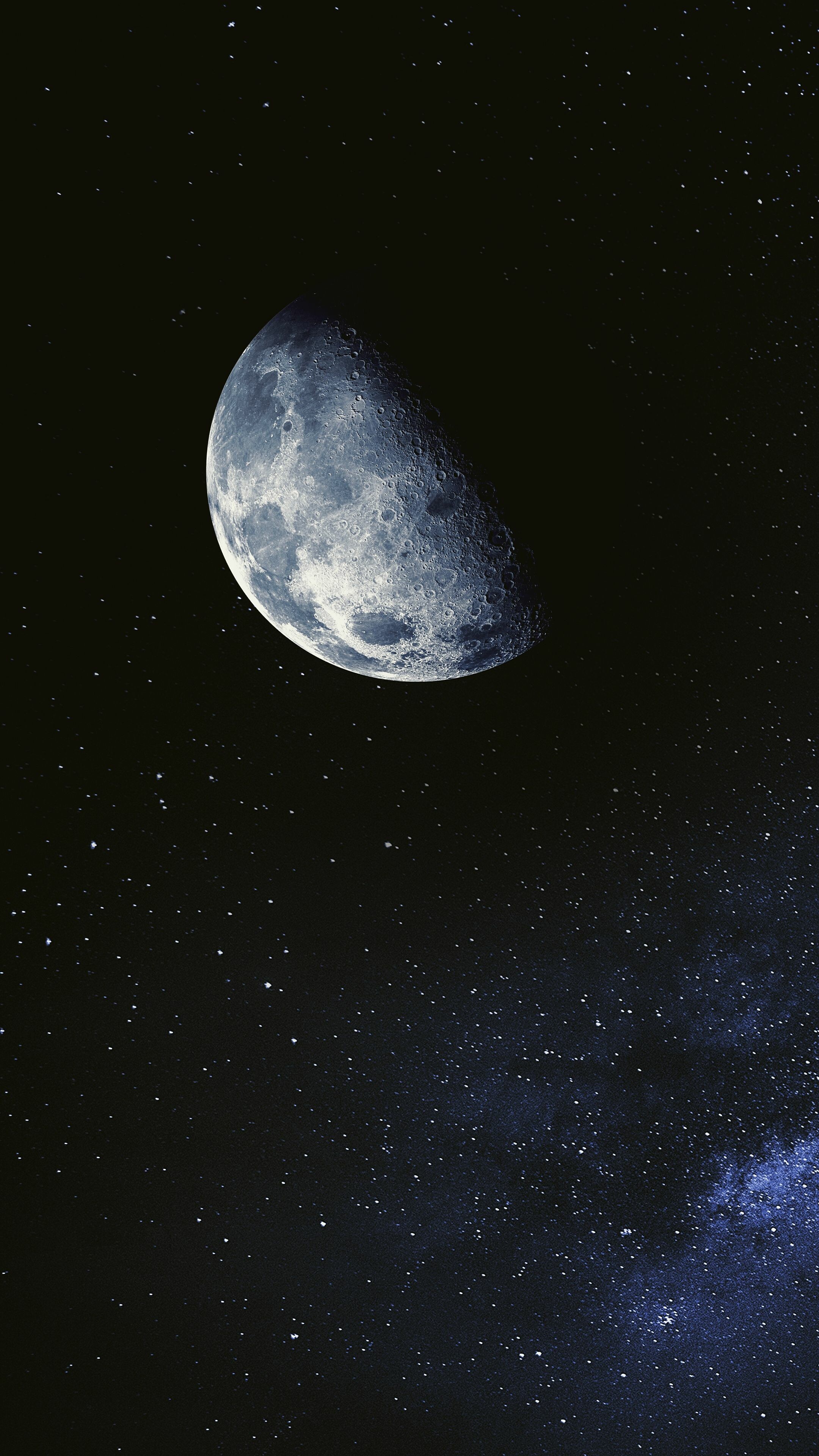 Moonlight: Moon, The fifth-largest natural satellite of the Solar System by size and mass. 2160x3840 4K Wallpaper.