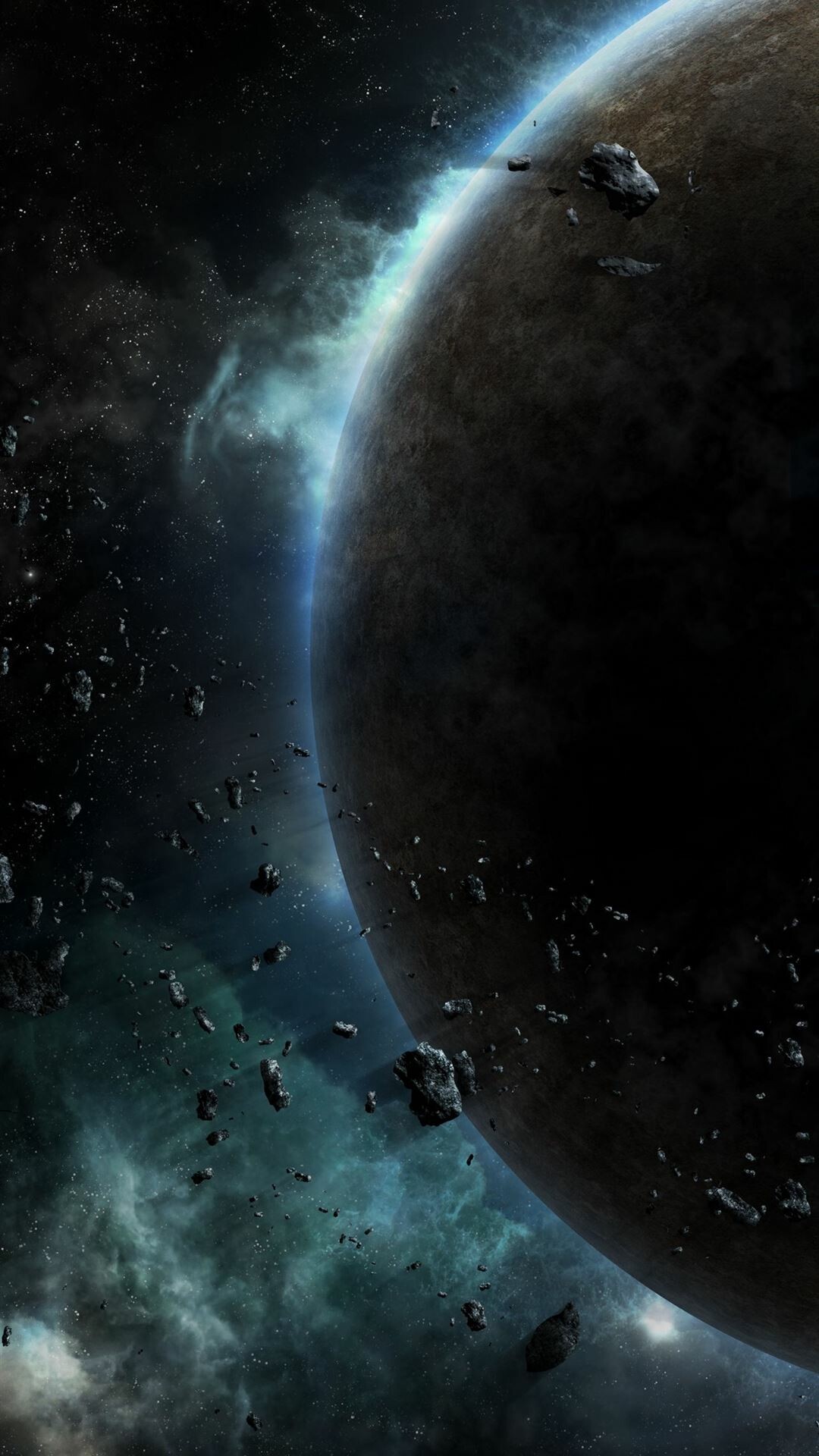 Asteroid, Planet glow, Interstellar travel, Cosmic wallpapers, 1080x1920 Full HD Phone