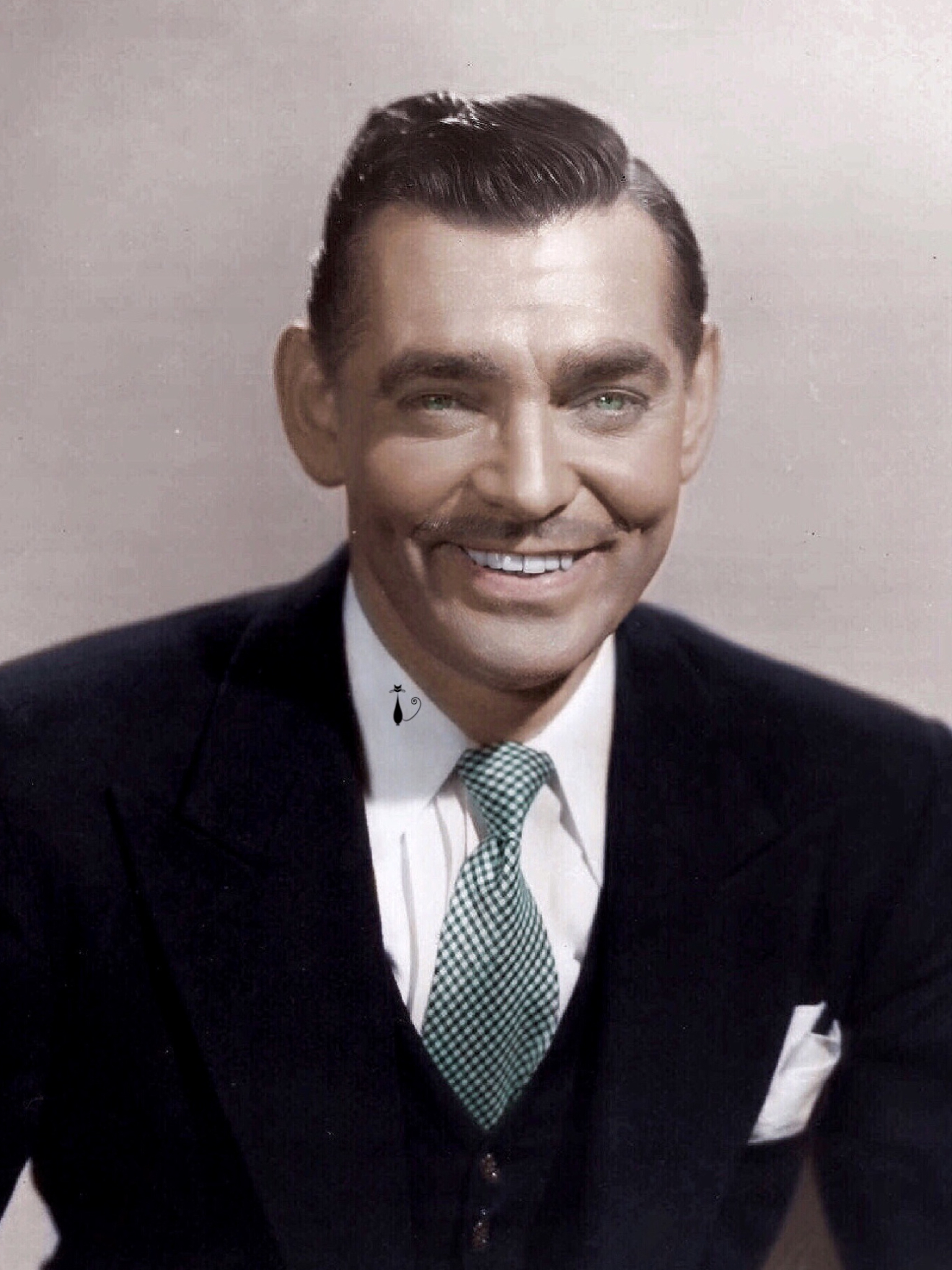 Clark Gable, Handsome actor, Hollywood star, Colorized photograph, 1540x2050 HD Phone