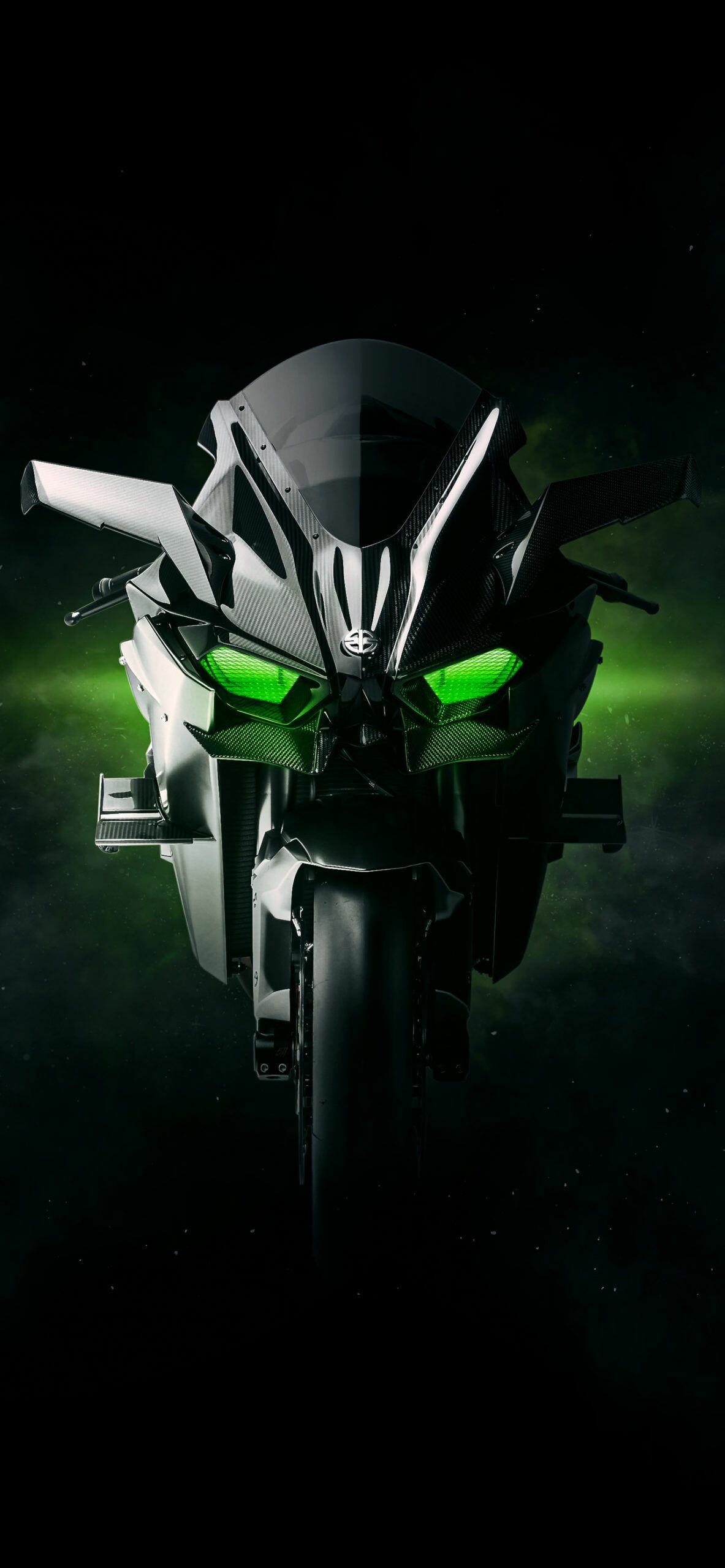 Kawasaki Ninja ZX: H2R, The world's most powerful supercharged hypersport closed-course motorcycle, The 998cc engine. 1190x2560 HD Background.