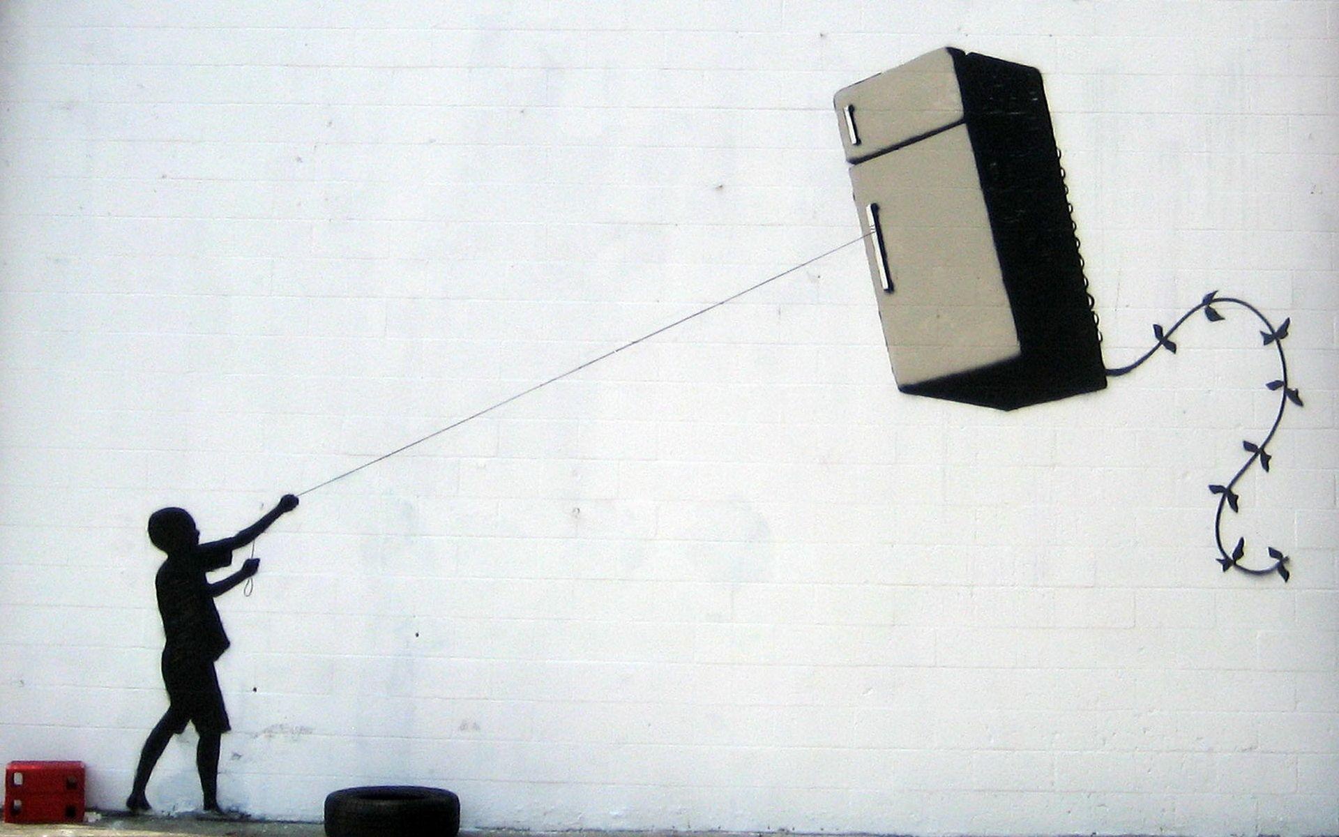 Banksy: Fridge Kite, New Orleans, USA. 1920x1200 HD Wallpaper.