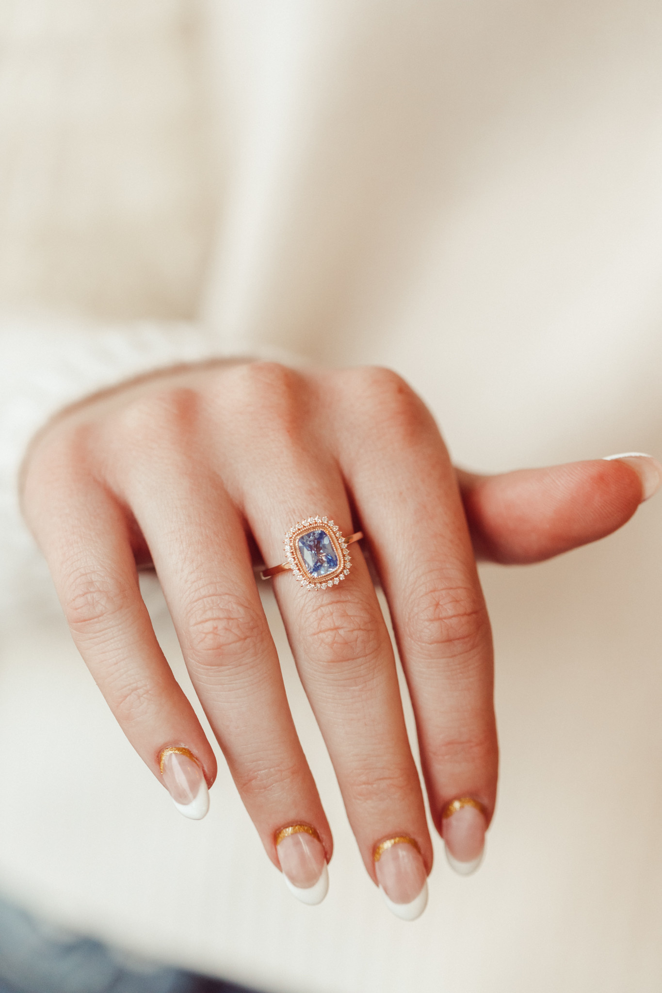 Nile blue sapphire, Halo ring, Sarah O Jewelry, 1370x2050 HD Phone