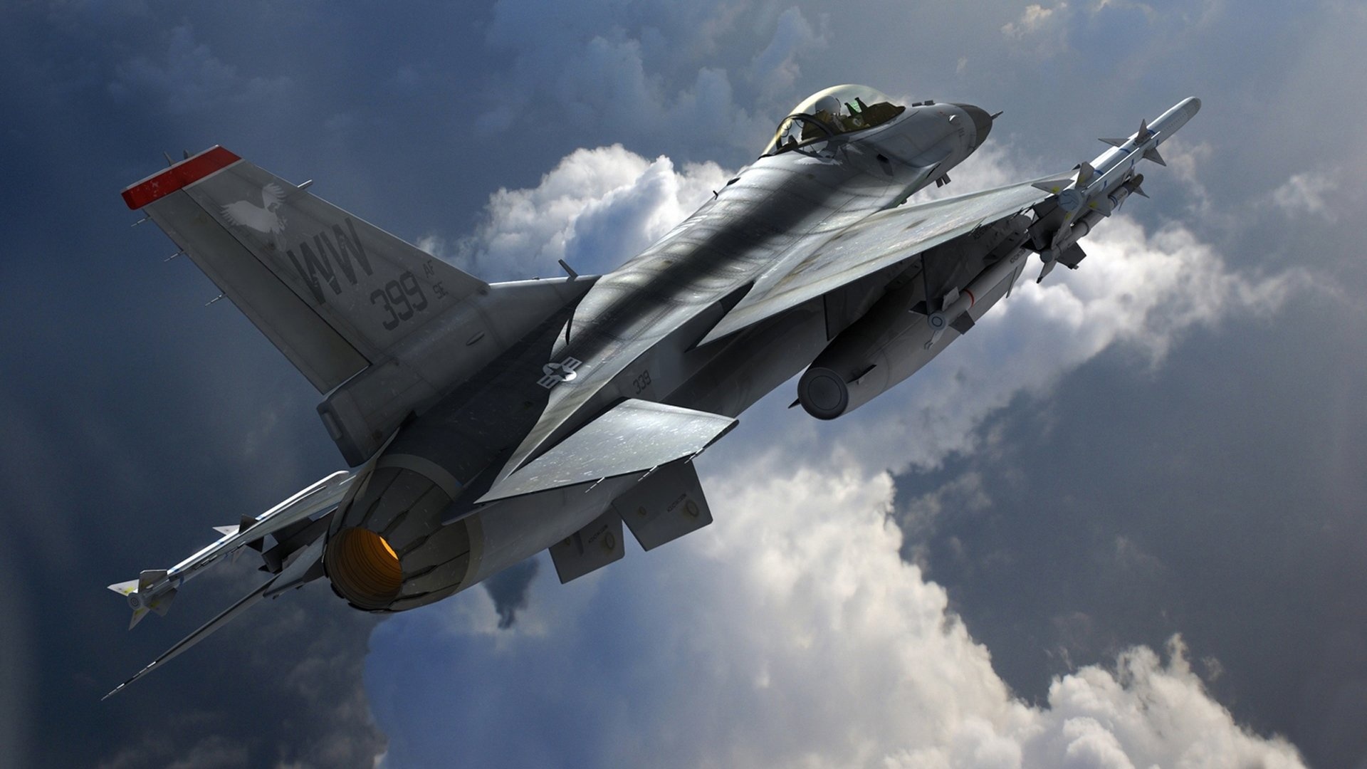 F-16 Fighting Falcon, Military aircraft, 1920x1080 Full HD Desktop