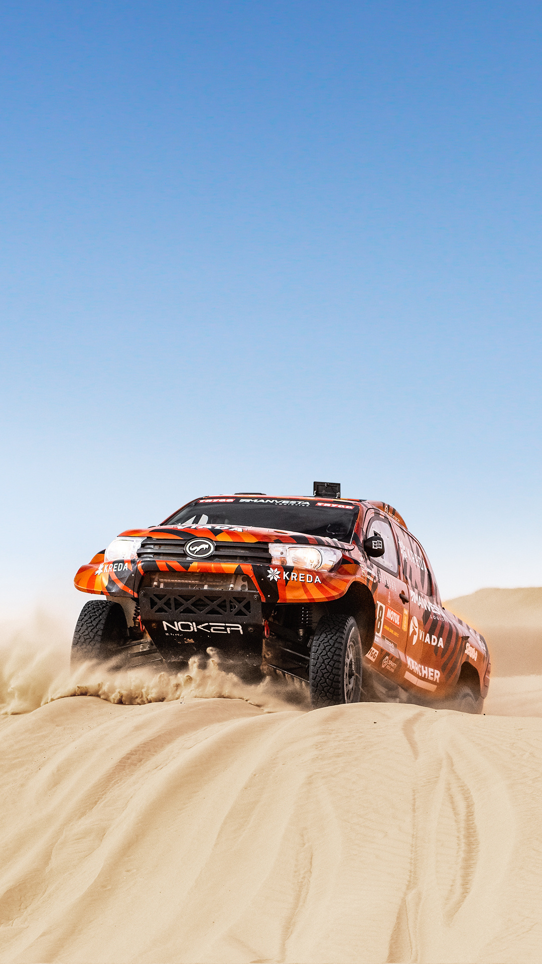 Dakar Rally: Toyota racing car, A Lithuanian rally driver, Antanas Juknevicius. 1080x1920 Full HD Background.