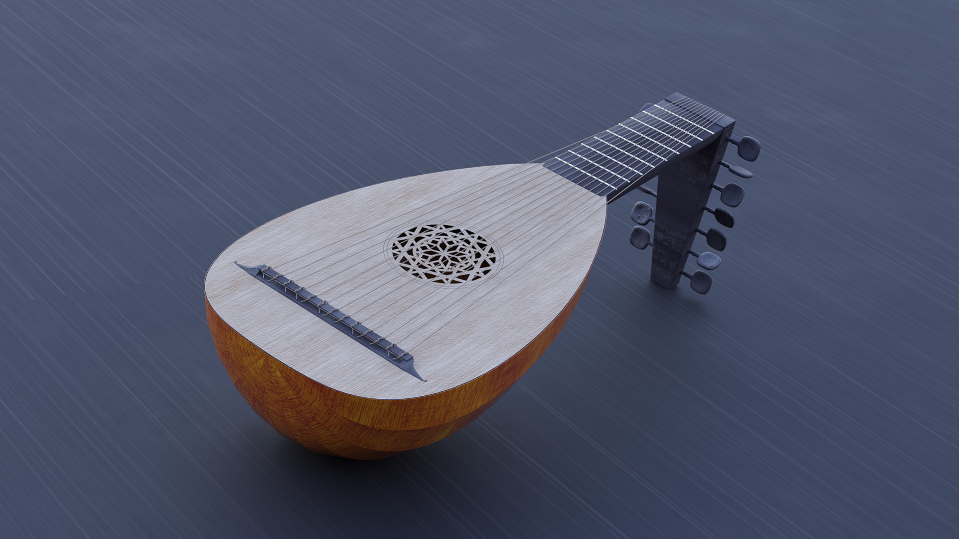 Lute: 3D, Plucked String Instrument, Hornbostel-Sachs System Of Musical Instrument Classification. 1920x1080 Full HD Background.
