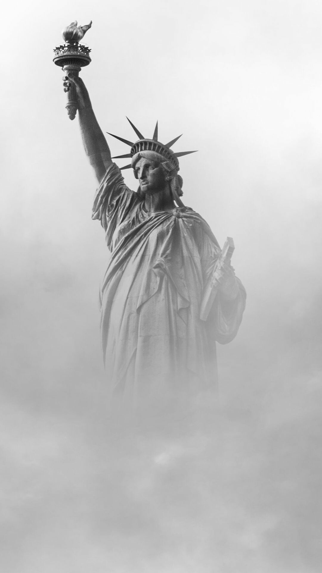 Statue of Liberty: Gifted by France to the United States in 1886, Sculpture, Monochrome. 1080x1920 Full HD Background.