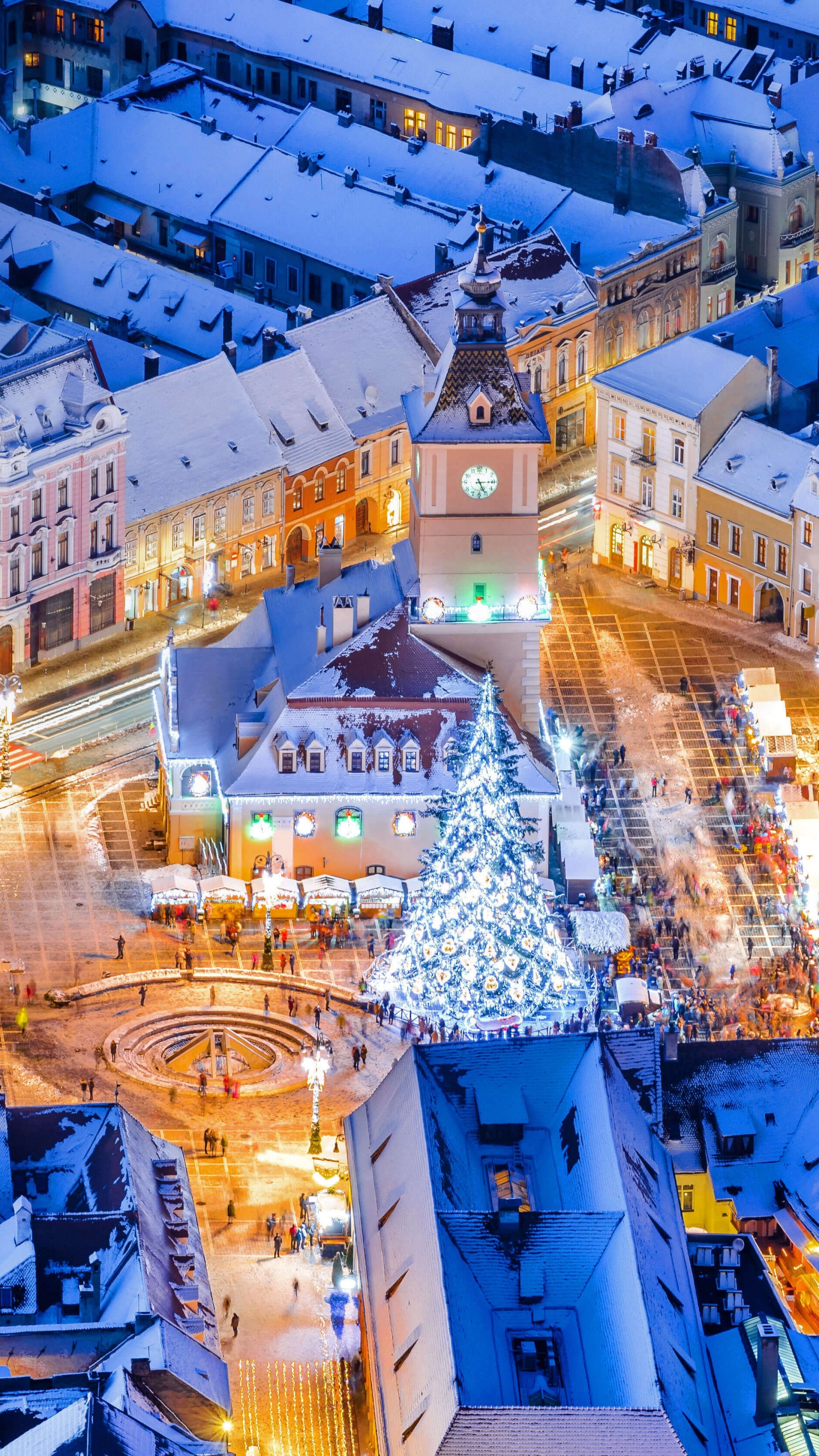 Christmas in Braov, Romania, 2160x3840 4K Phone