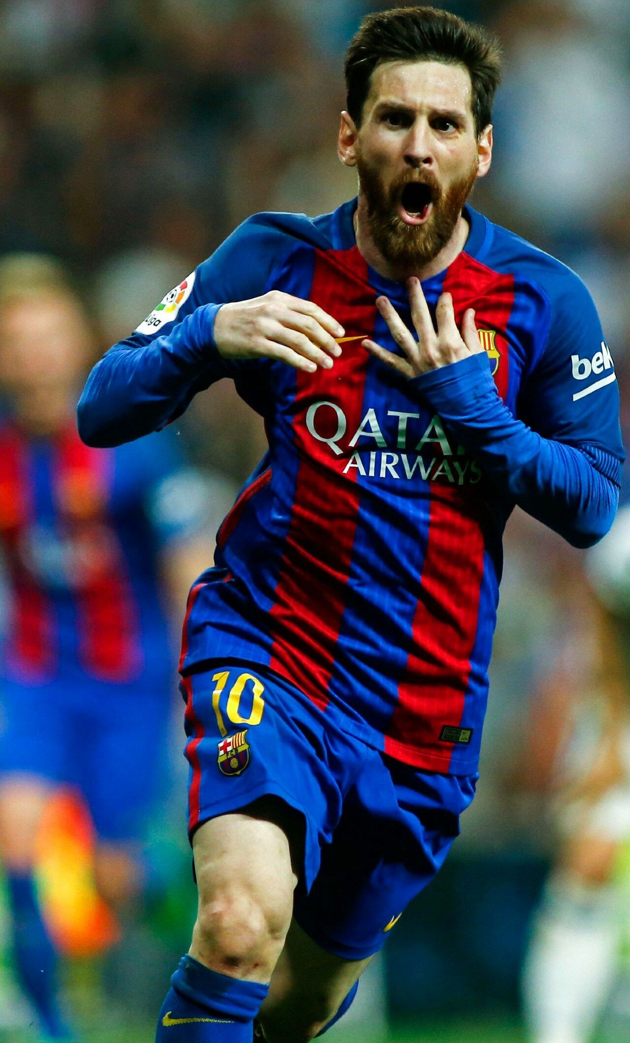 Lionel Messi: The first player to win the Ballons d'Or four times, La Liga, Barcelona. 1280x2120 HD Wallpaper.