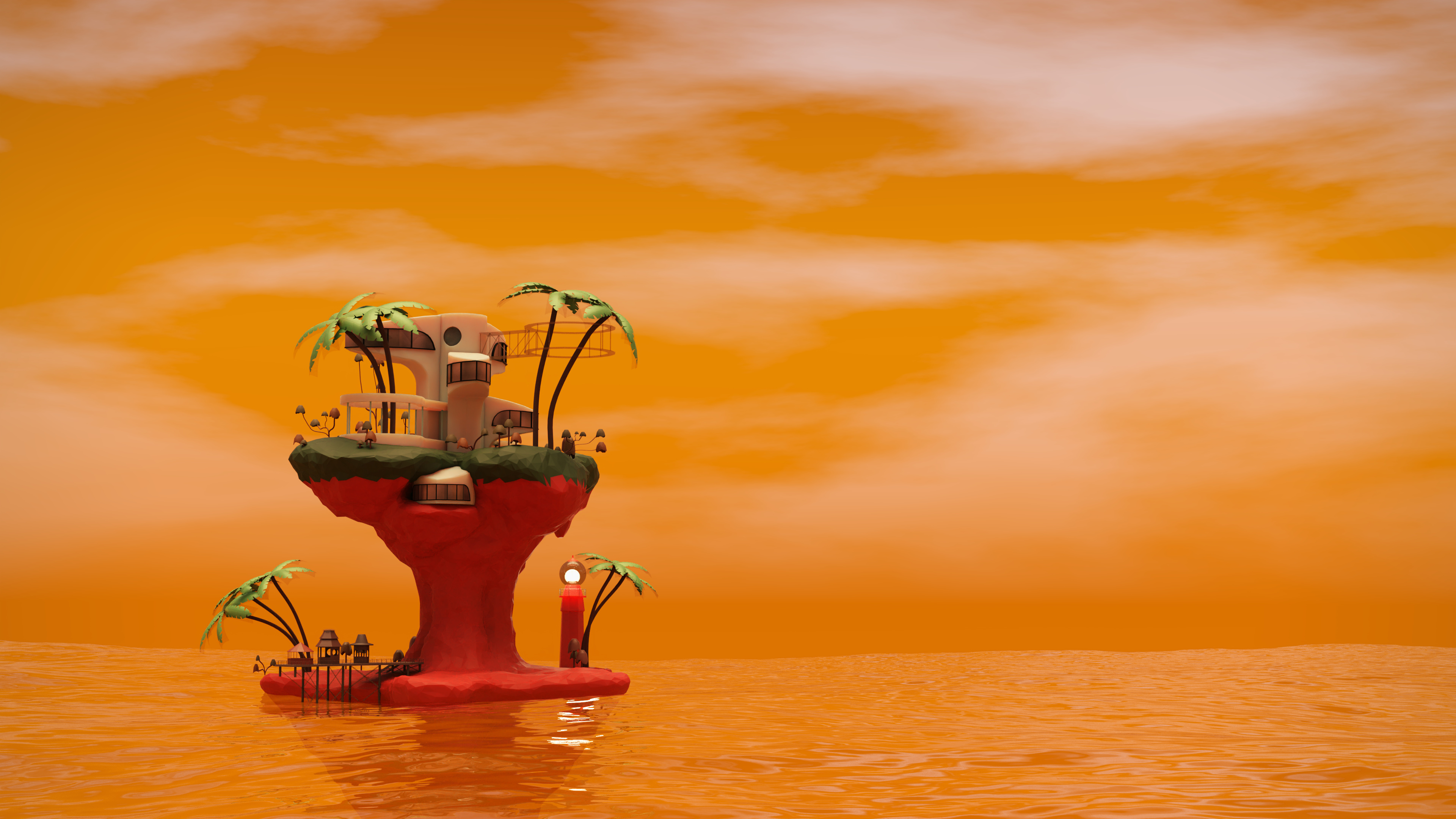 Gorillaz: Plastic Beach, Recording on a secret floating island deep in the South Pacific. 3840x2160 4K Background.