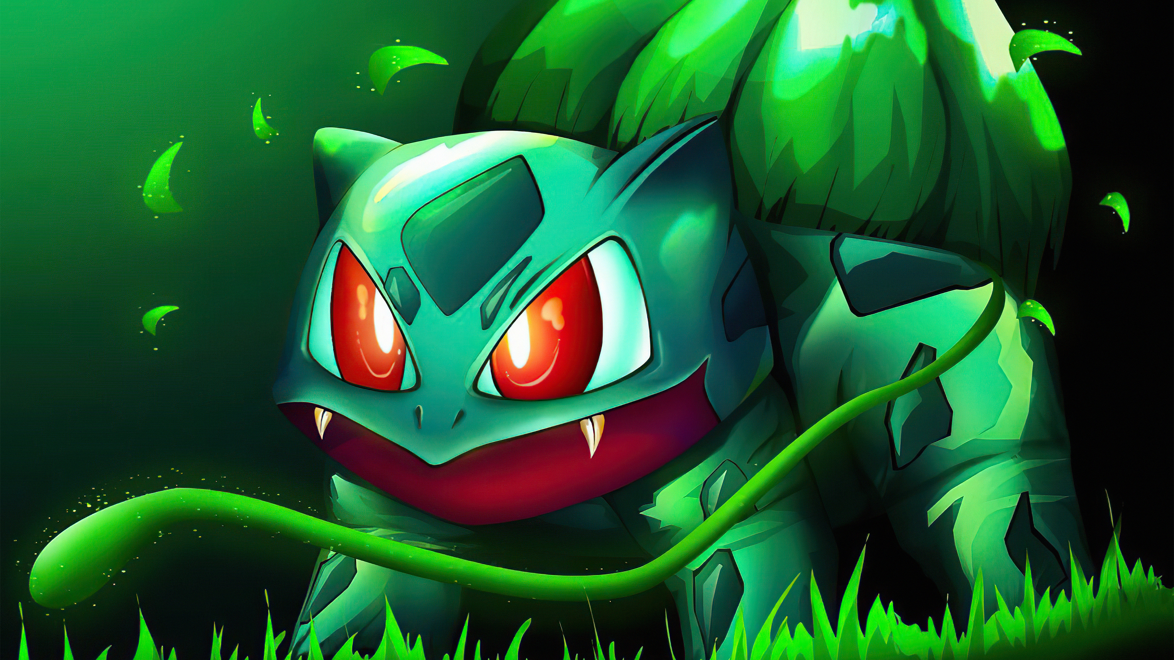 Grass (Pokemon): Bulbasaur, A Poison type, Introduced in Generation 1, The bulb on its back stores an energy. 3840x2160 4K Wallpaper.
