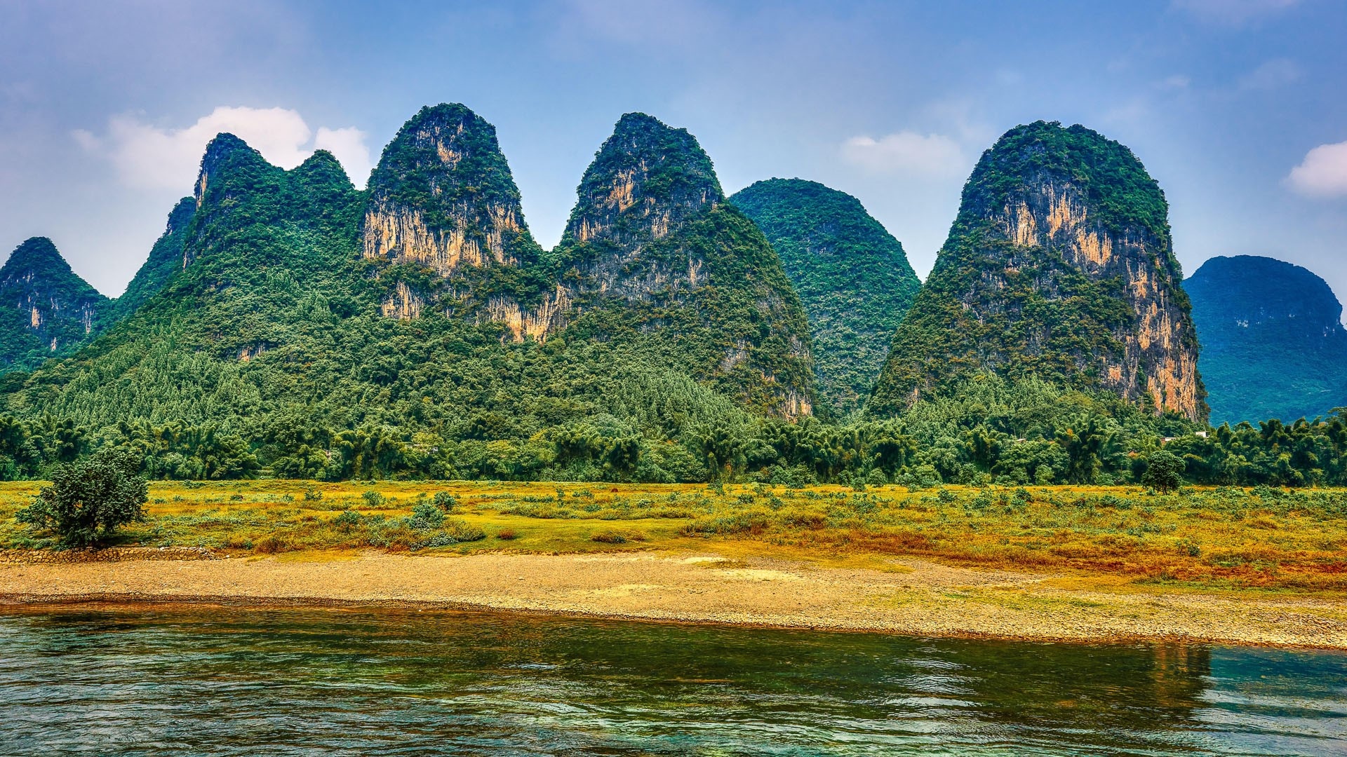 Li River Guilin, Guilin and Yangshuo, Windows 10 spotlight, Chinese landscapes, 1920x1080 Full HD Desktop