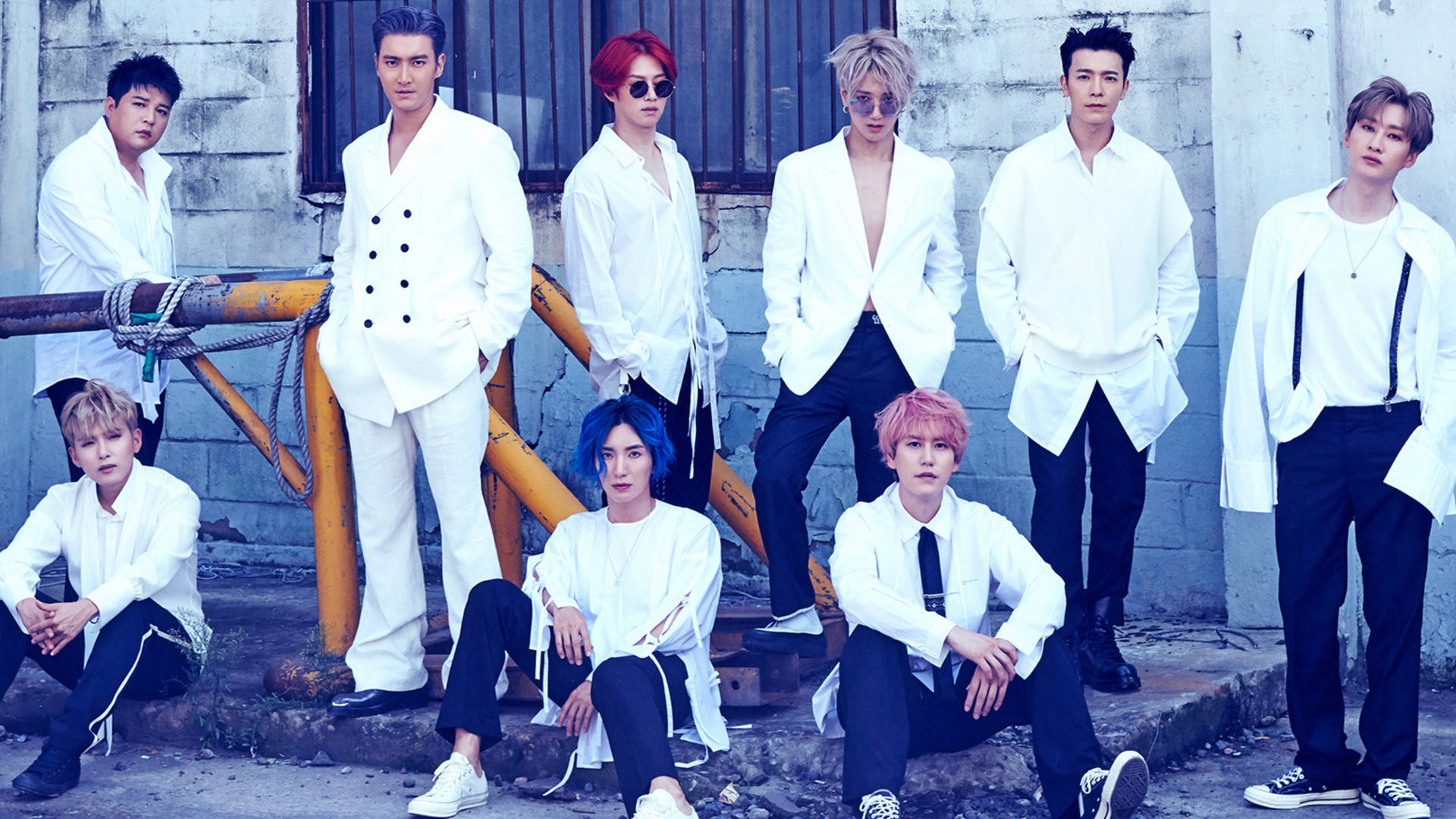 Super Junior in white outfits, High-quality wallpapers, Fashion inspiration, Stylish photos, 1920x1080 Full HD Desktop
