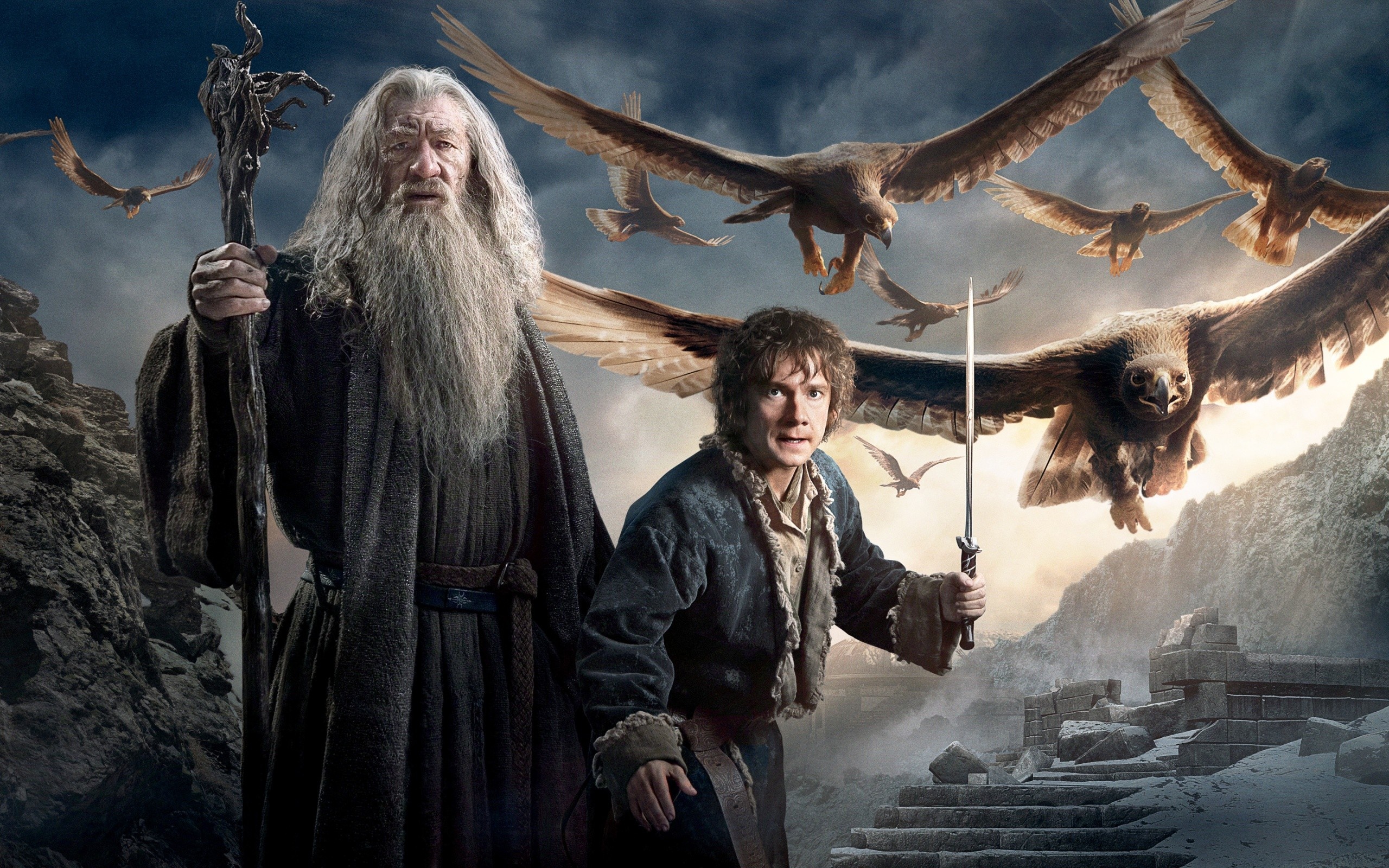 Gandalf the White, Bilbo Baggins, Hobbit 3, Chaos wallpapers, 2560x1600 HD Desktop