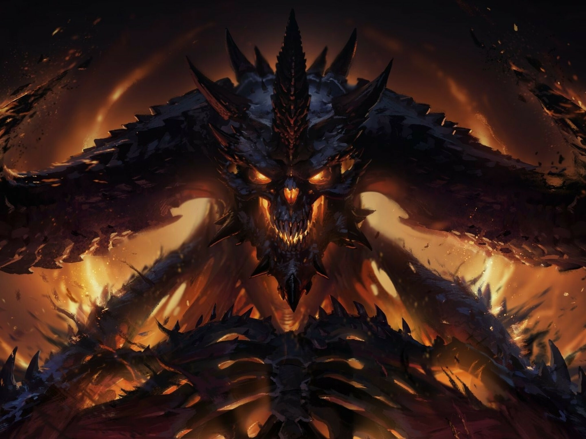 Diablo: The plot of the game centers around a player character undertaking a series of quests to free Tristram from Hell-spawned evil, descending through twelve levels of dungeons into Hell itself. 2050x1540 HD Background.