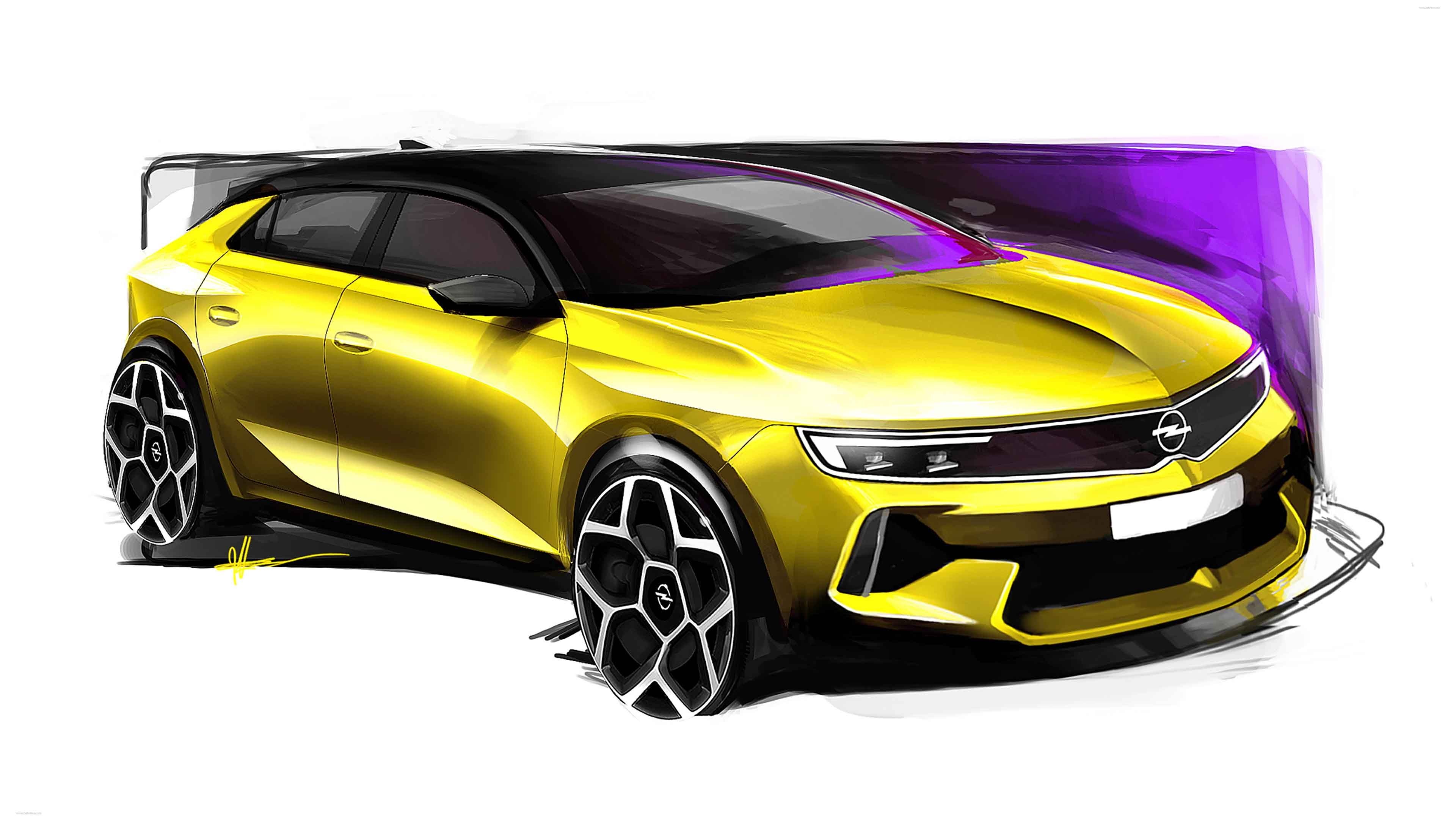 Opel Astra, 2022 Opel Astra, Car design sketch, Opel sports car, 3840x2160 4K Desktop