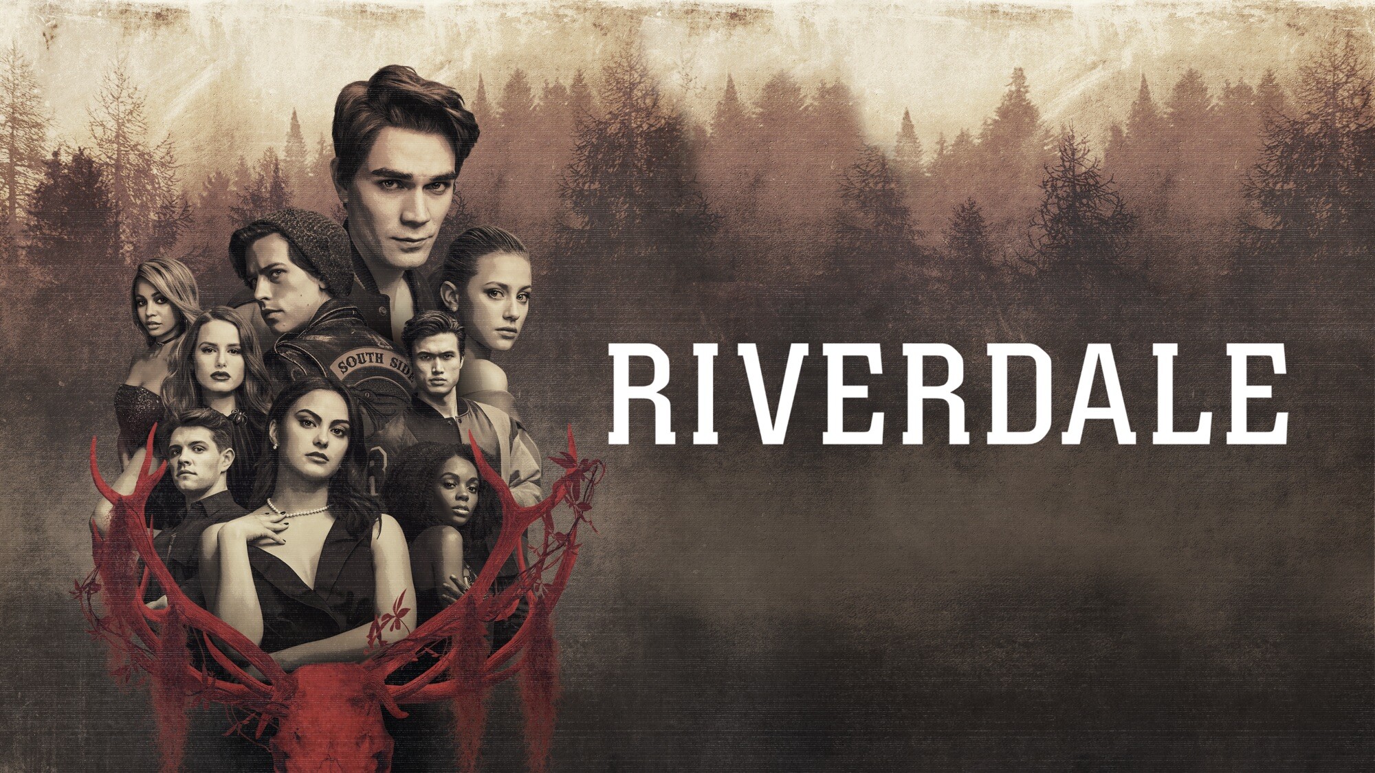 Riverdale (TV Series): South Side, KJ Apa as Archie Andrews, Camila Mendes as Veronica Lodge, Mystery teen drama. 2000x1130 HD Background.