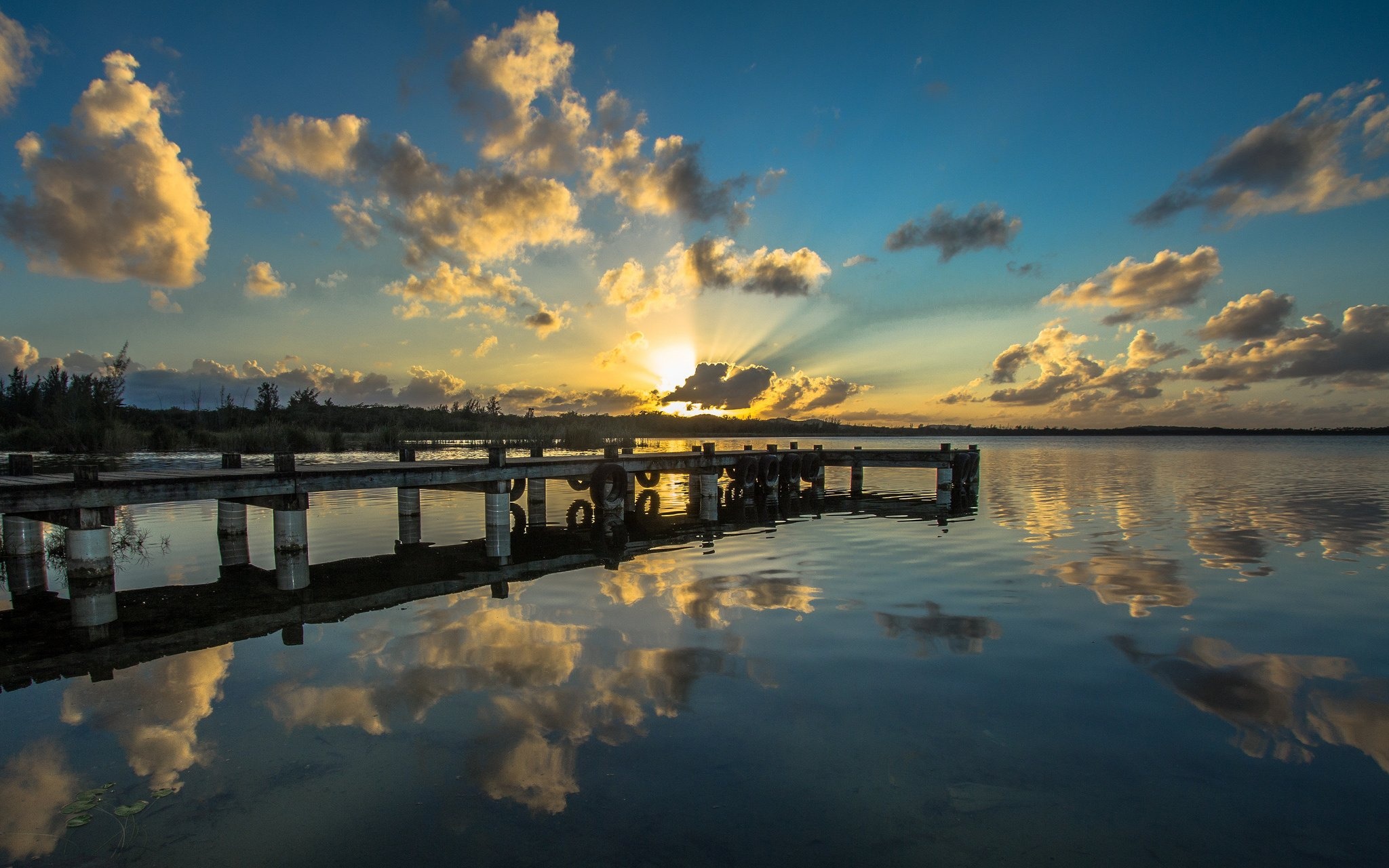 Puerto Rico reflection sunset, Serene lake, Coastal beauty, Tranquil escape, 2050x1290 HD Desktop