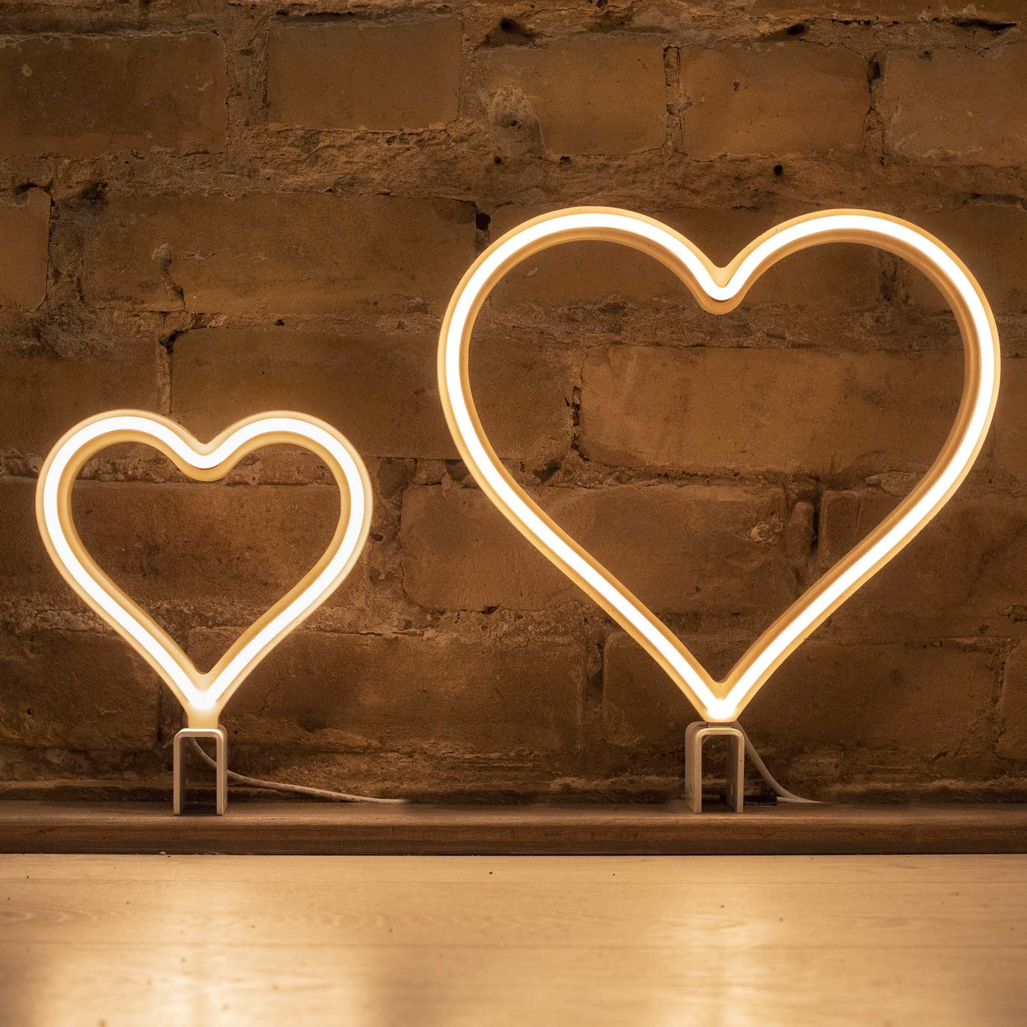 Neon hearts, Glowing hearts art, Heart-shaped LED lights, Romantic ambiance, 2000x2000 HD Phone