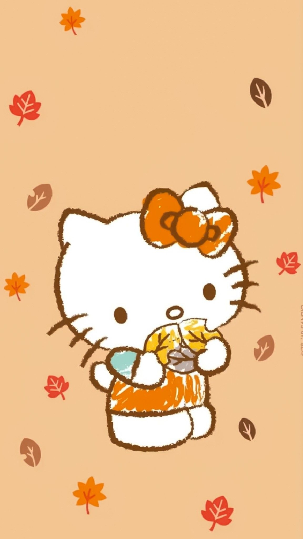 Autumn leaves, Hello Kitty Fall Wallpaper, 1160x2050 HD Handy