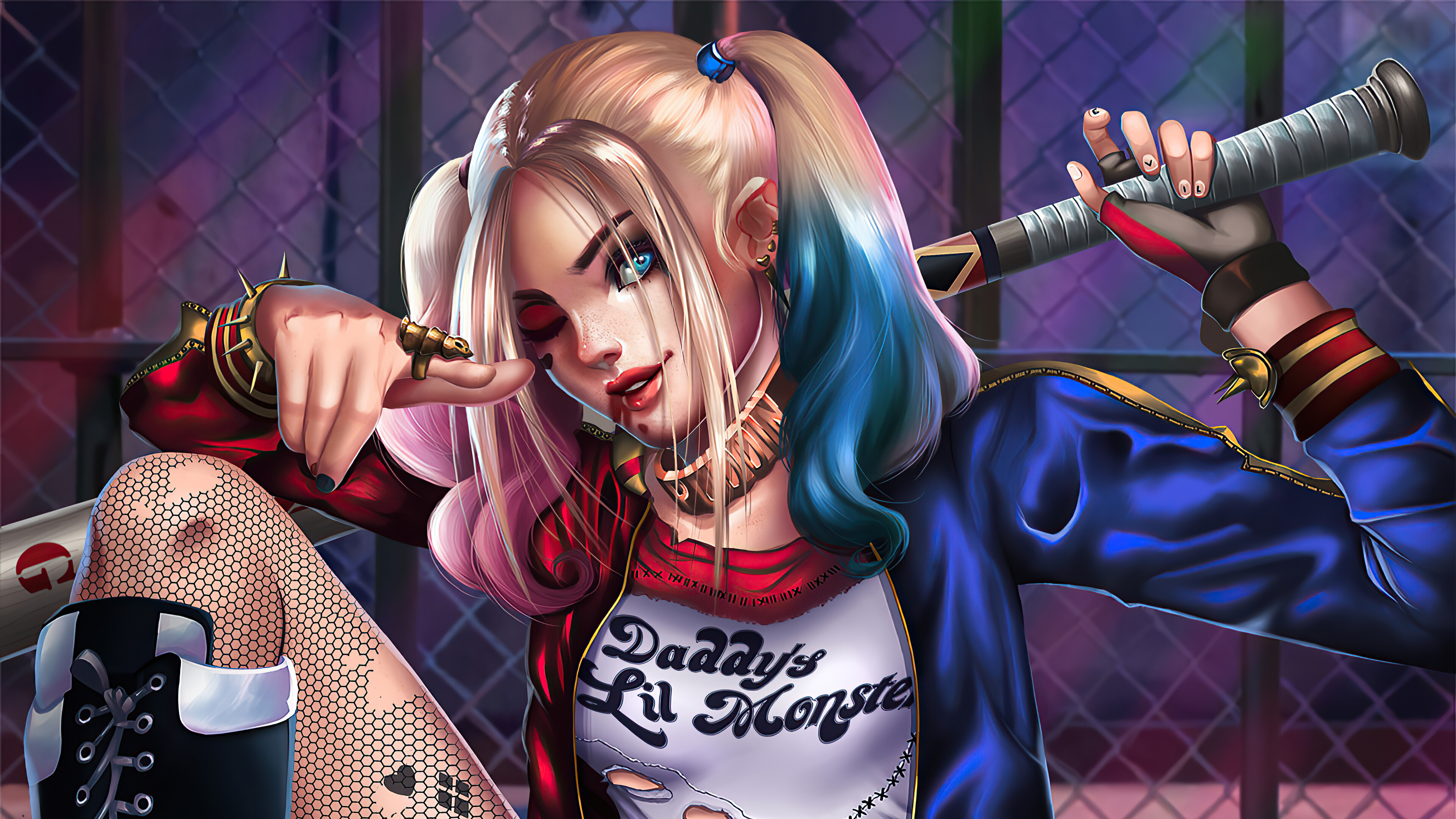 Harley Quinn: The character created by Paul Dini and Bruce Timm. 3840x2160 4K Background.